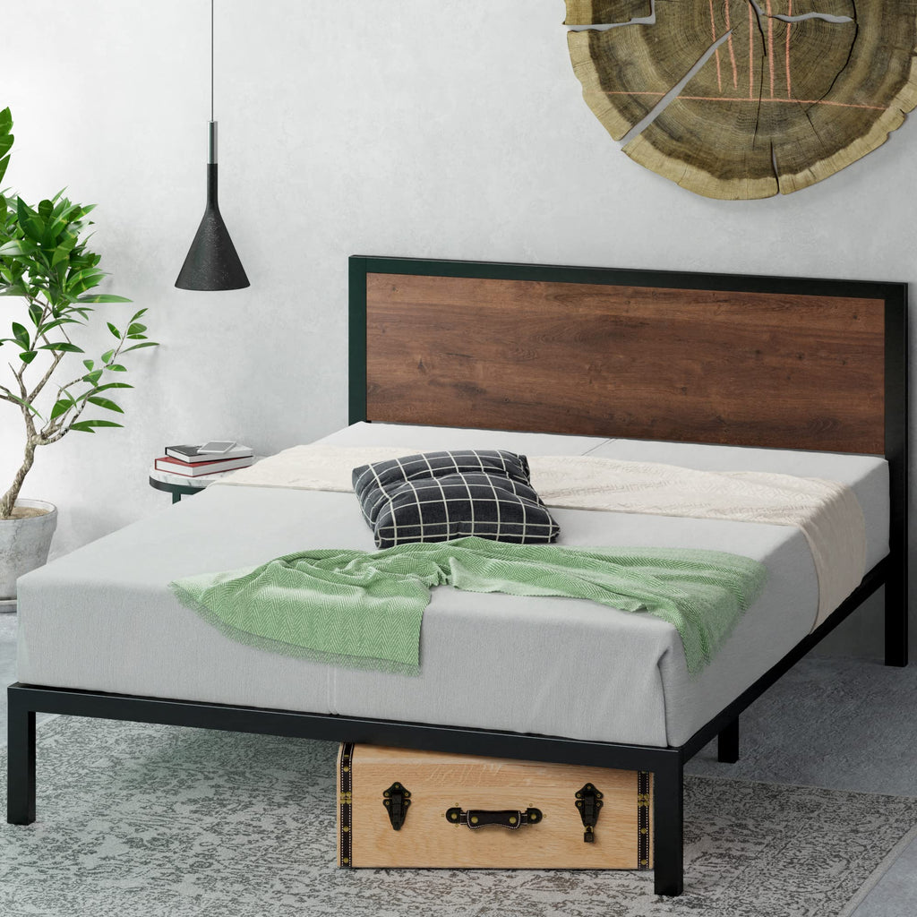 Zinus Mory Platform Bed Frame – 90x190 cm Single Metal and Wood Bed