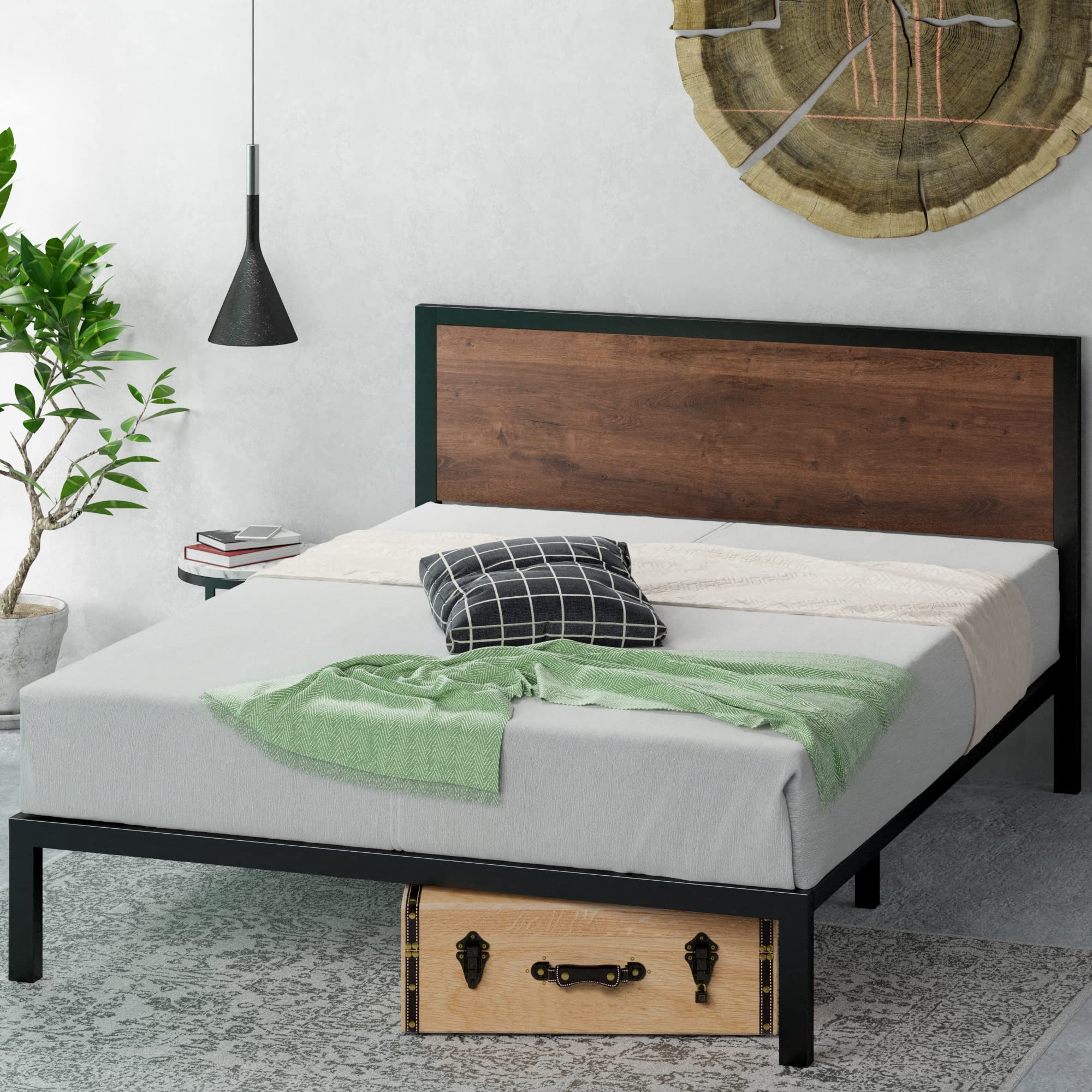 Zinus Mory Platform Bed Frame – 90x190 cm Single Metal and Wood Bed