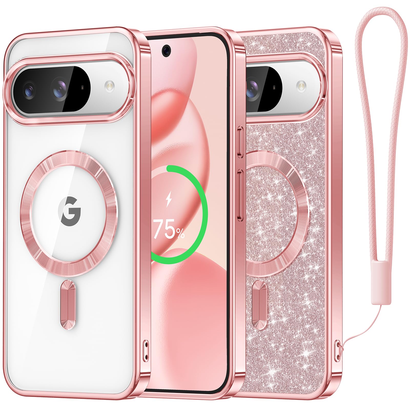 Meifigno Pixel 10 Pro Case | MagSafe Glitter Case with Wrist Strap