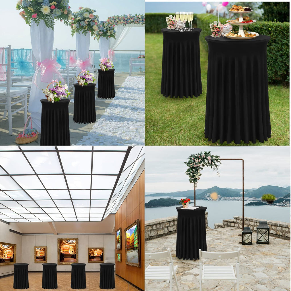 BDDC 32x43 Cocktail Table Cover – Wavy Round Skirt High Top Tablecloth