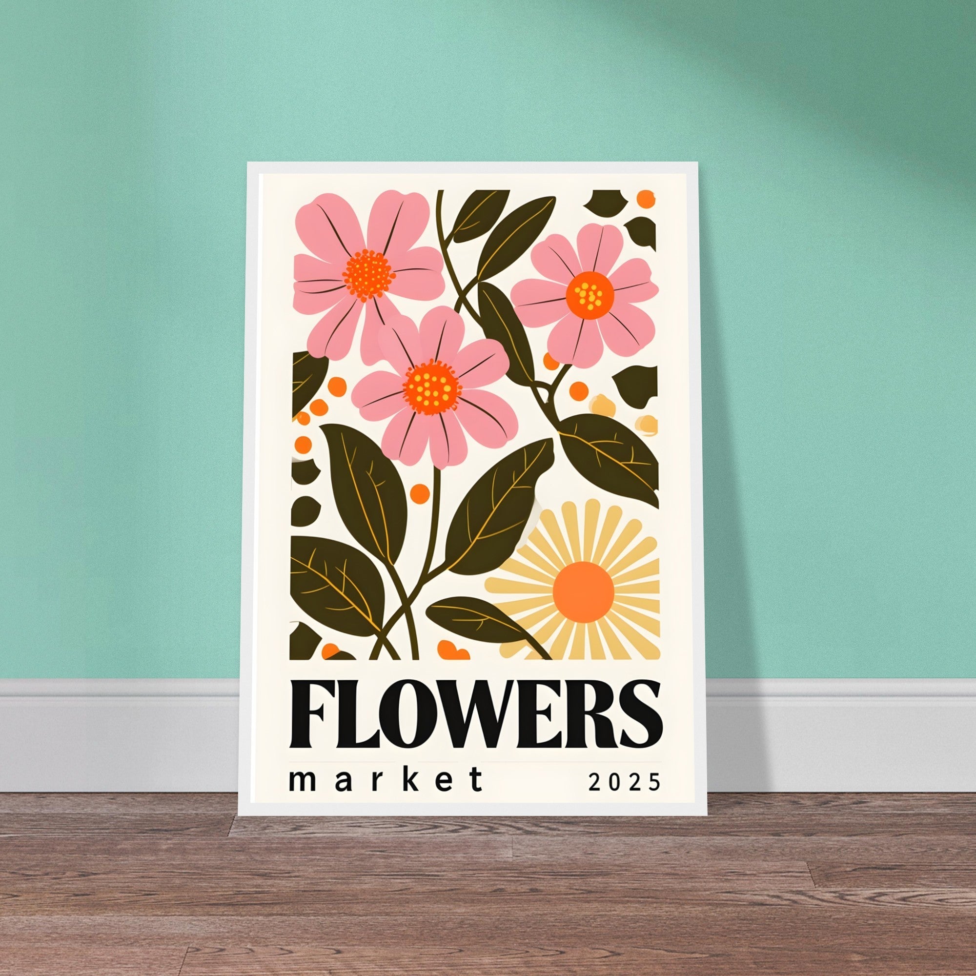 Minimalist Flower & Typography Framed Poster – Modern Floral Wall Art