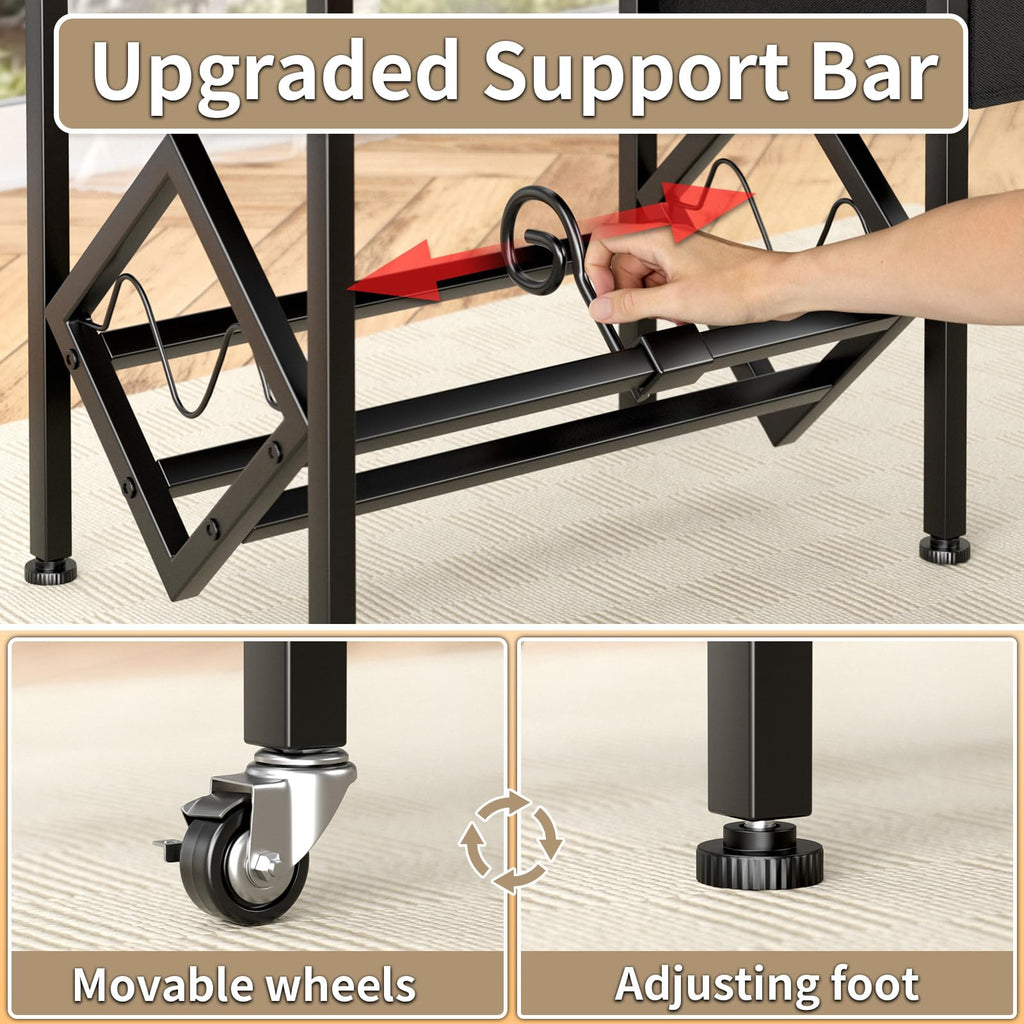 EKNITEY Vinyl Record Player Stand | Turntable Table with Wheels & Storage