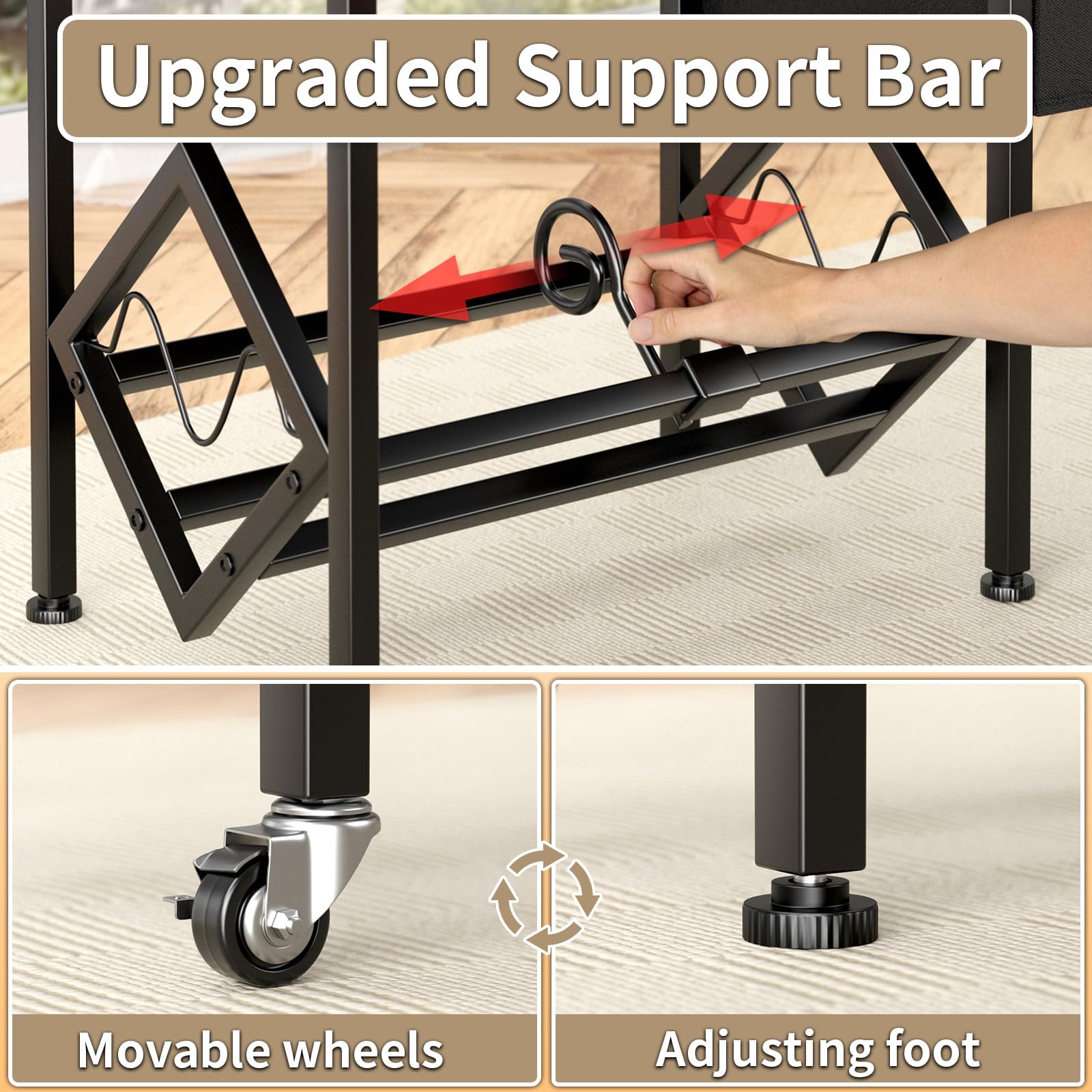 EKNITEY Vinyl Record Player Stand | Turntable Table with Wheels & Storage
