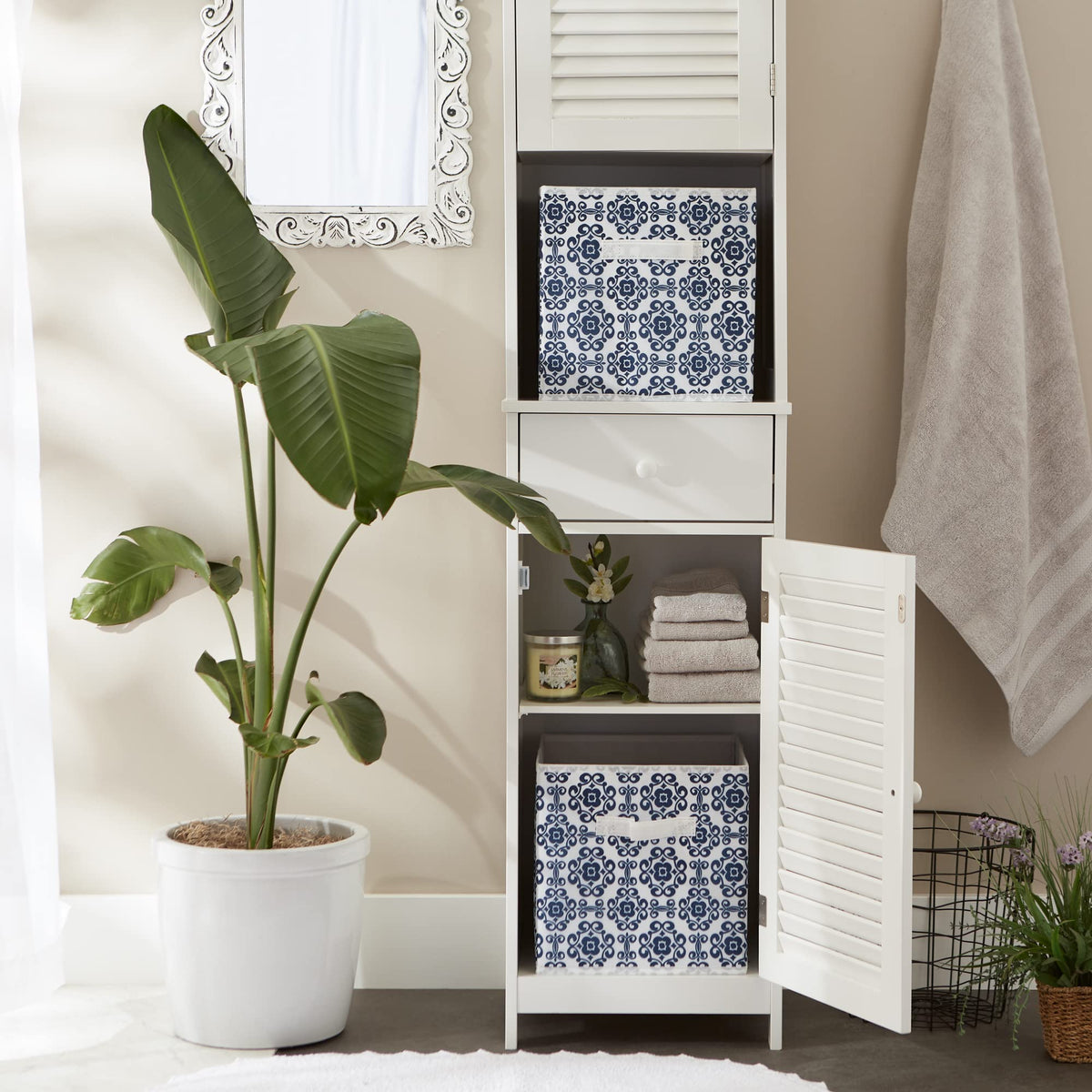 DII Non Woven Polyester, Scroll Storage Bin, Small, Nautical Blue - image 5