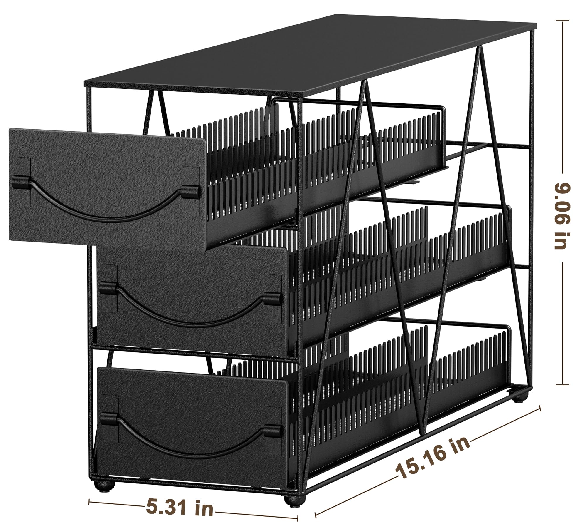 HFHOME 3-Tier Coffee Pod Holder Drawer for 90 Nespresso Vertuo Pods