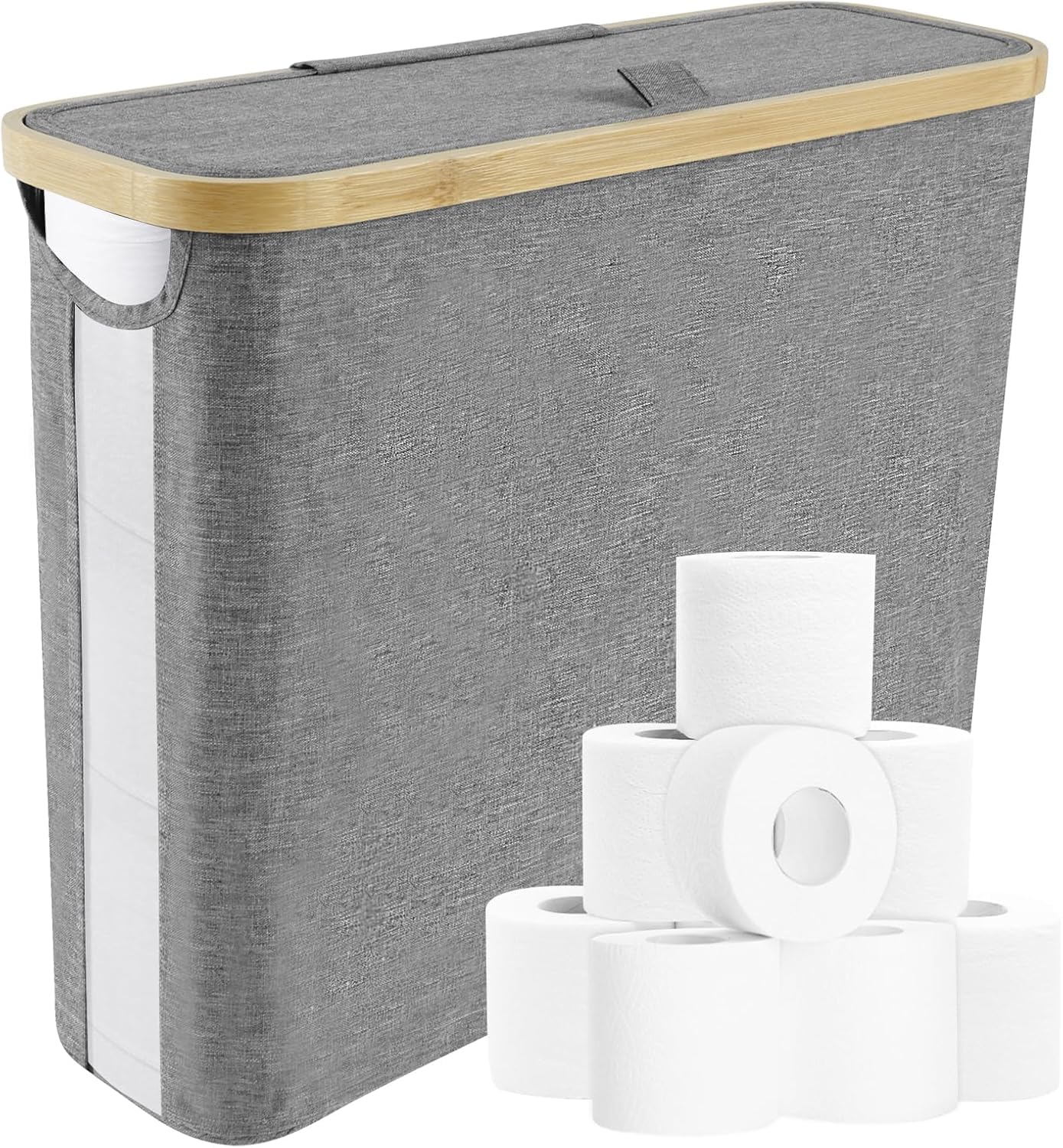 Toilet Paper Storage Basket – Slim 12-Roll Oxford Cloth Holder