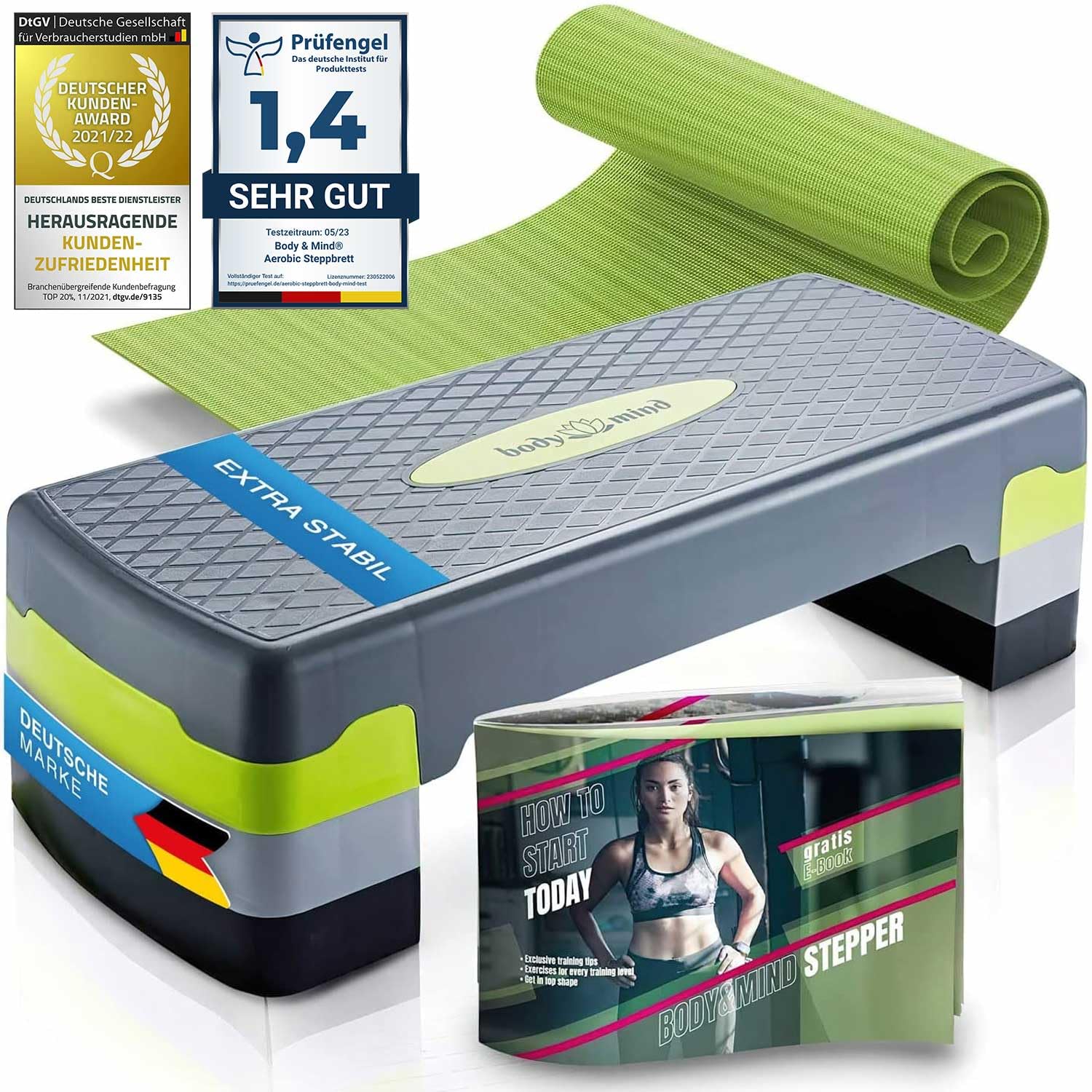 Body&Mind Aerobic Stepping Board Elite – 3-Level Adjustable Step Bench