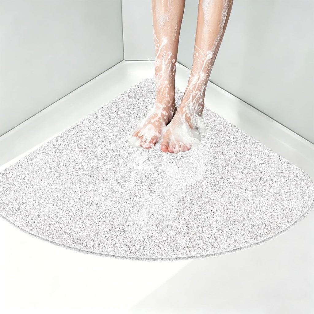 Lurowo Corner Shower Mat, Quadrant Loofah Shower Mat White, 80 * 80cm - image 1