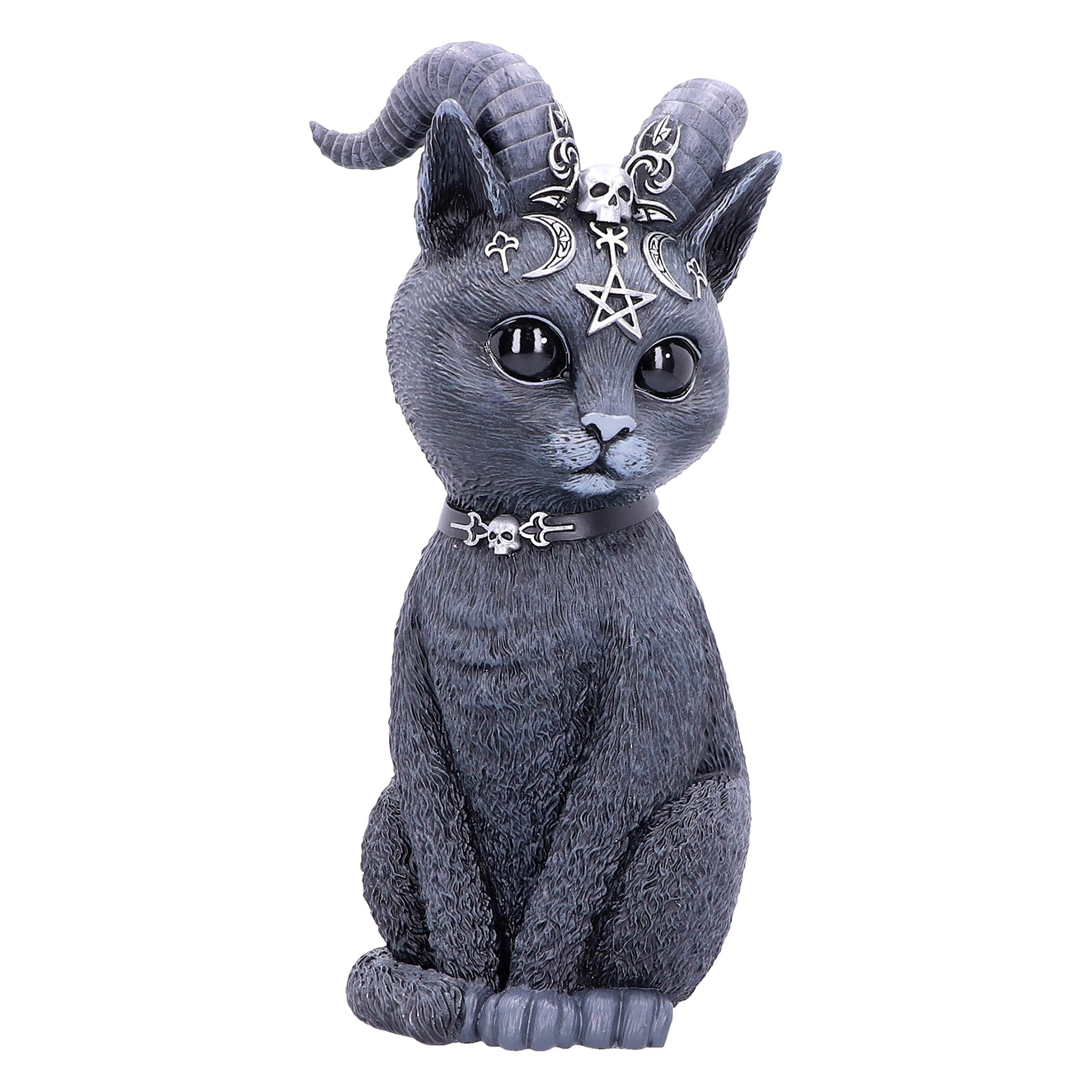 Nemesis Now Pawzuph Horned Occult Cat Figurine – Black Resin, 26.5cm