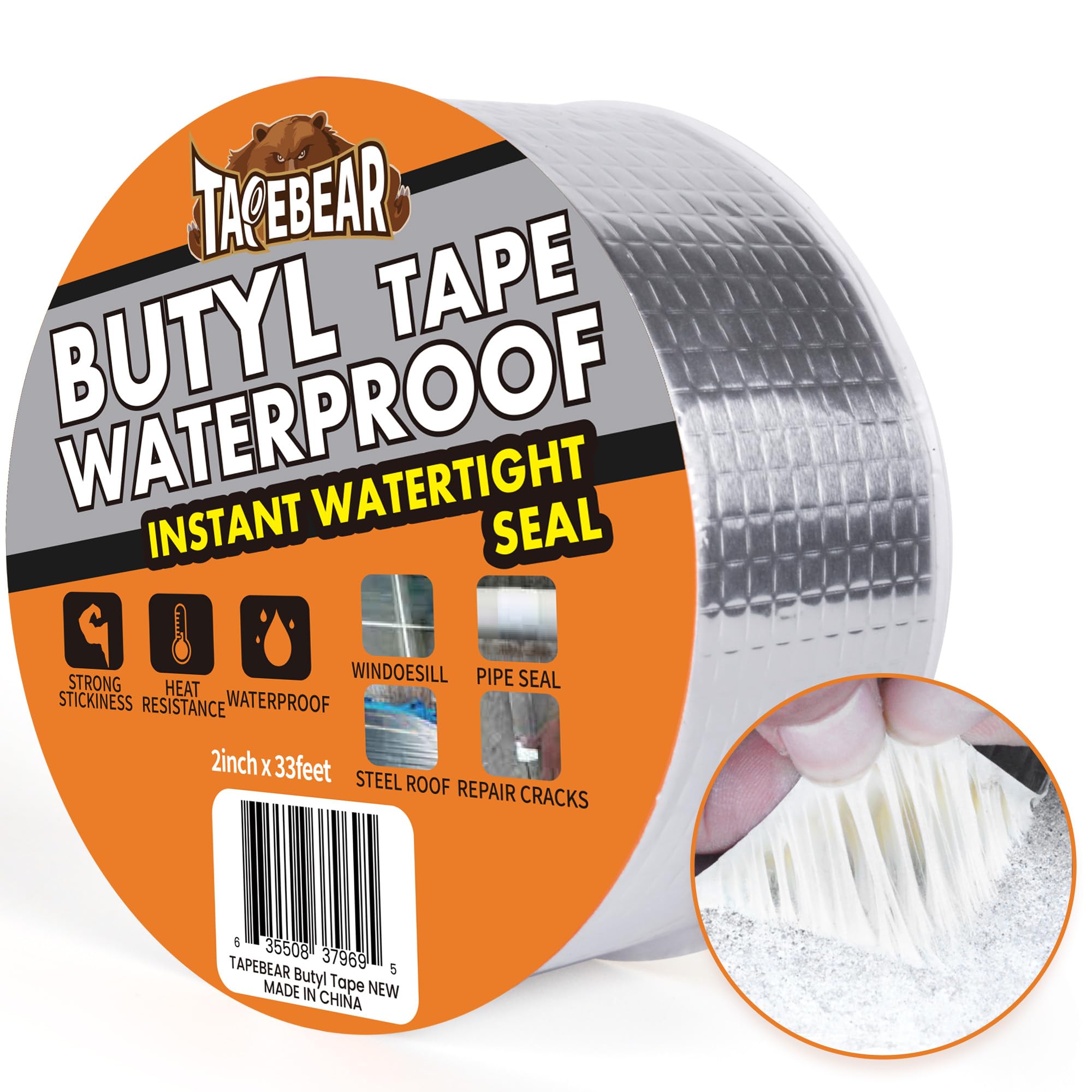 TAPEBEAR Butyl Waterproof Sealant Tape – Aluminum Foil RV Roof Repair