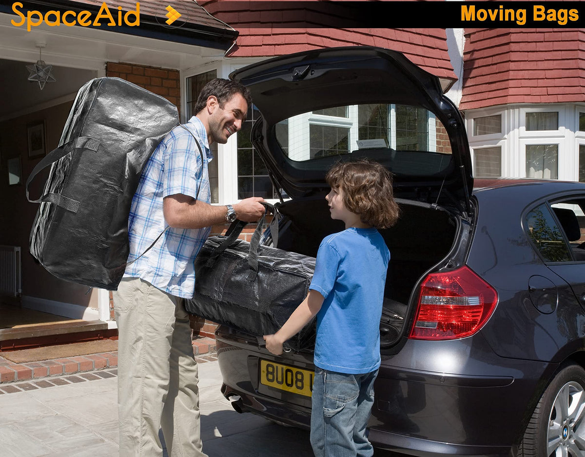SpaceAid Heavy Duty Moving Bags, Extra Large Storage Totes W/Backpack Straps Strong Handles & Zippers, Alternative to Moving Boxes - image 2