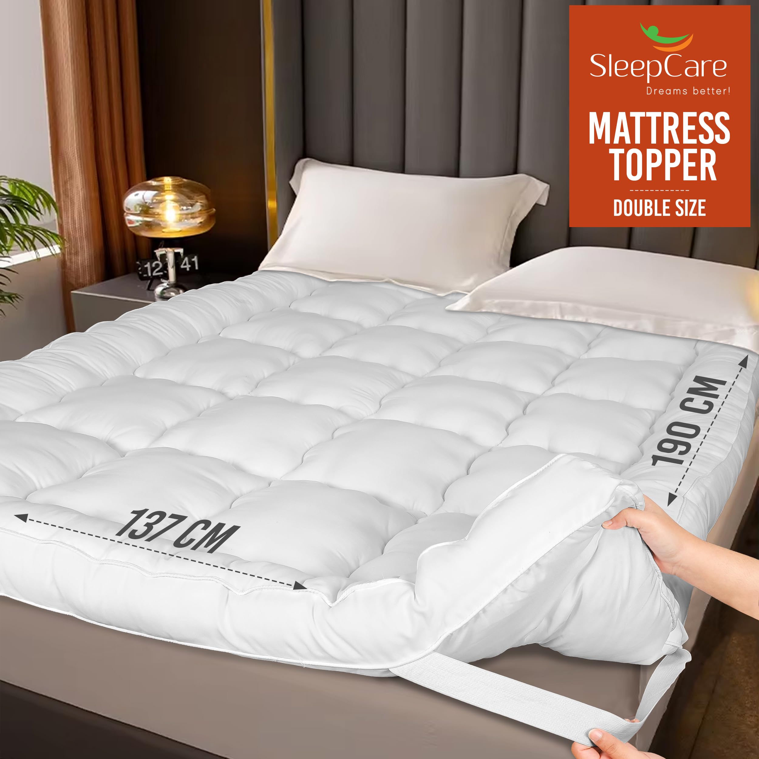 SleepCare Double Mattress Topper – Thick Quilted Breathable Microfiber