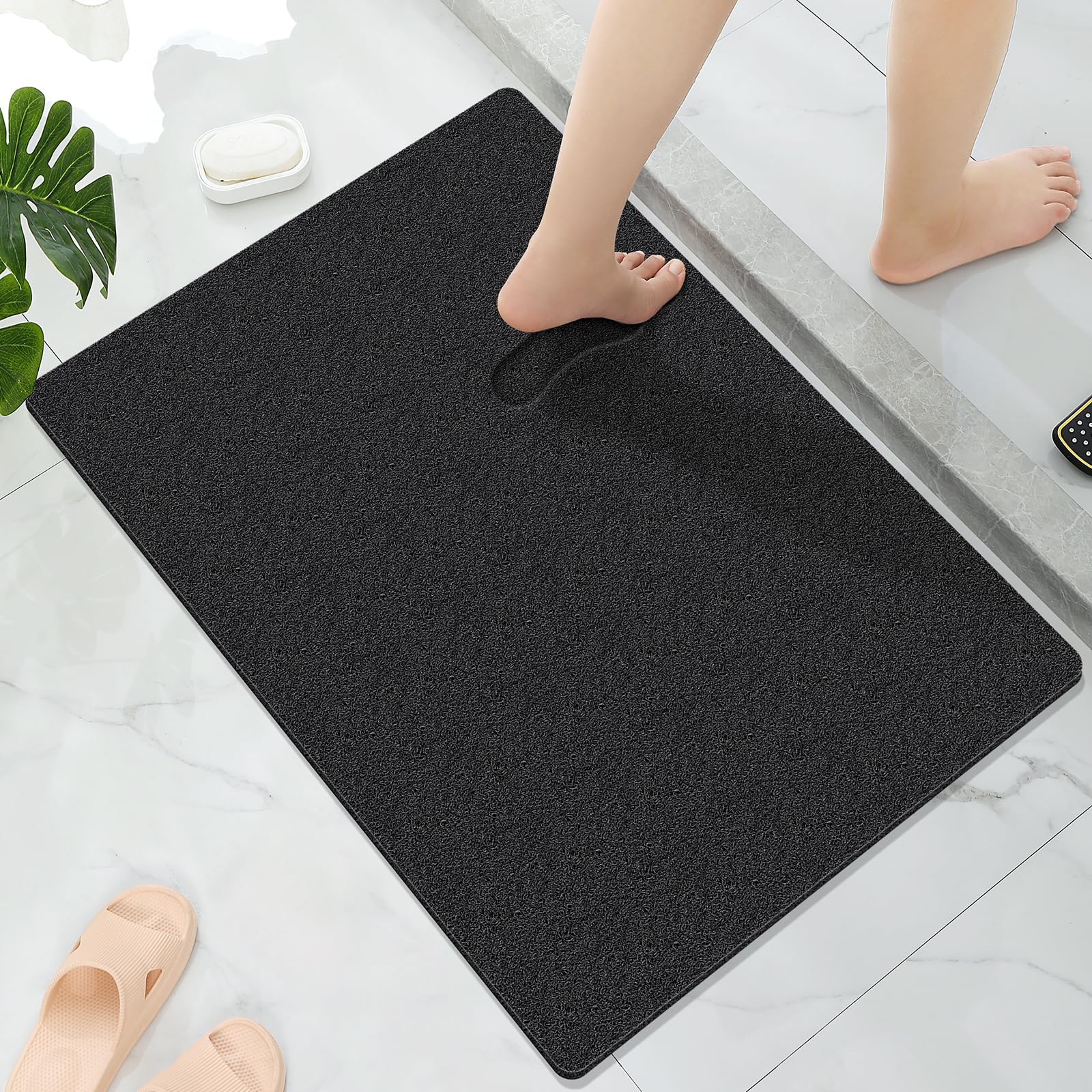 Loofah Shower Mat – Non-Slip Quick-Drain PVC Bath Mat