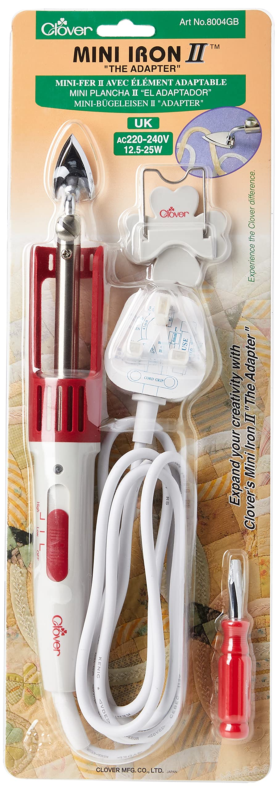Clover Mini Iron – Precision Crafting and Quilting Tool, Red (CL8004GB)