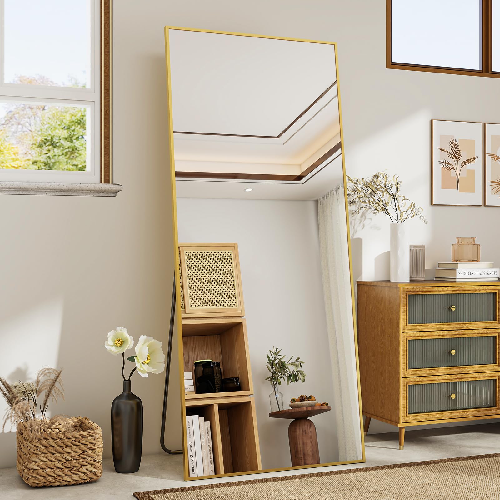 Koonmi Full Length Floor Mirror | 60x165cm Aluminum Frame Wall Mirror
