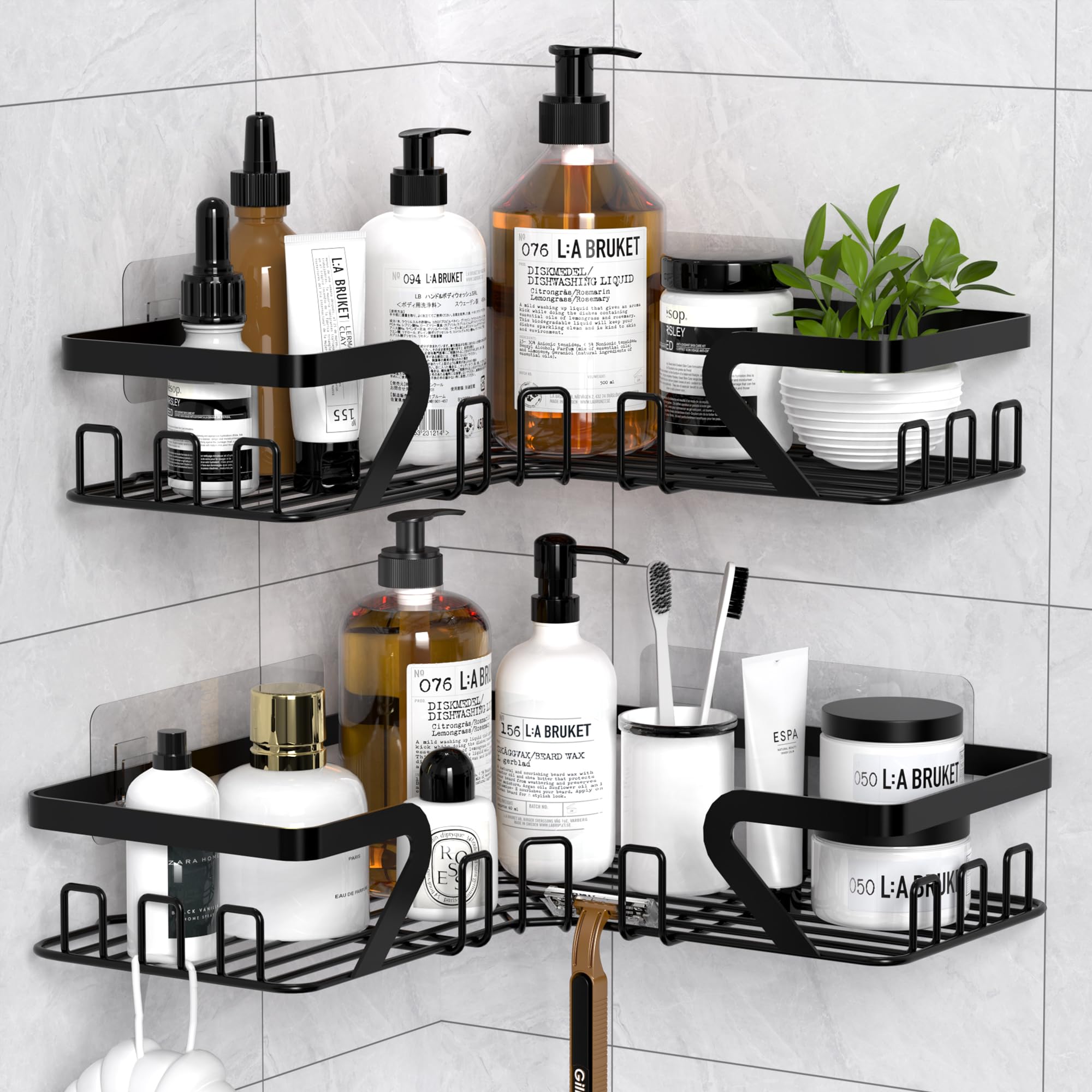 Kegii Corner Shower Caddy | Adhesive Stainless Steel Bathroom Shelf