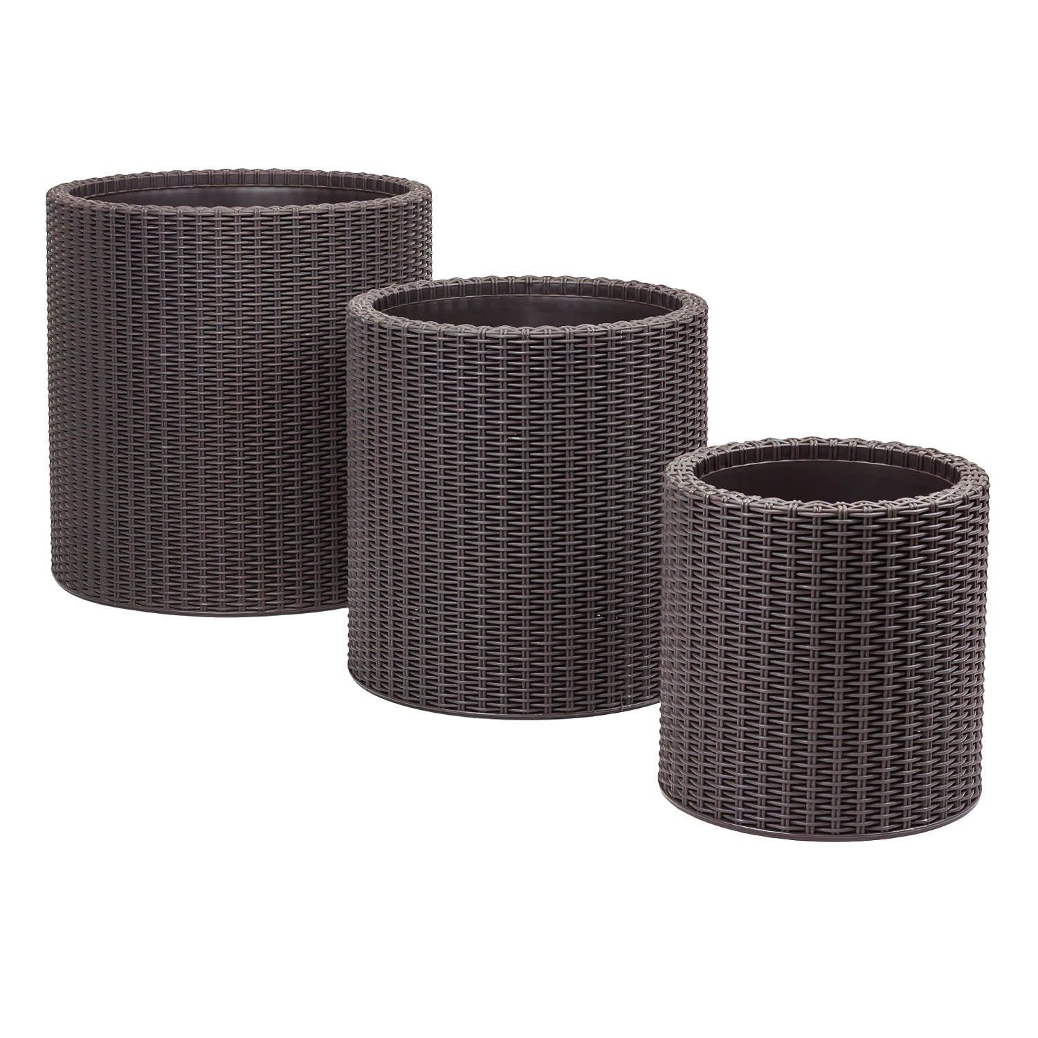Keter Large Rattan Round Planter – Brown Recycled Outdoor Pot, 39L