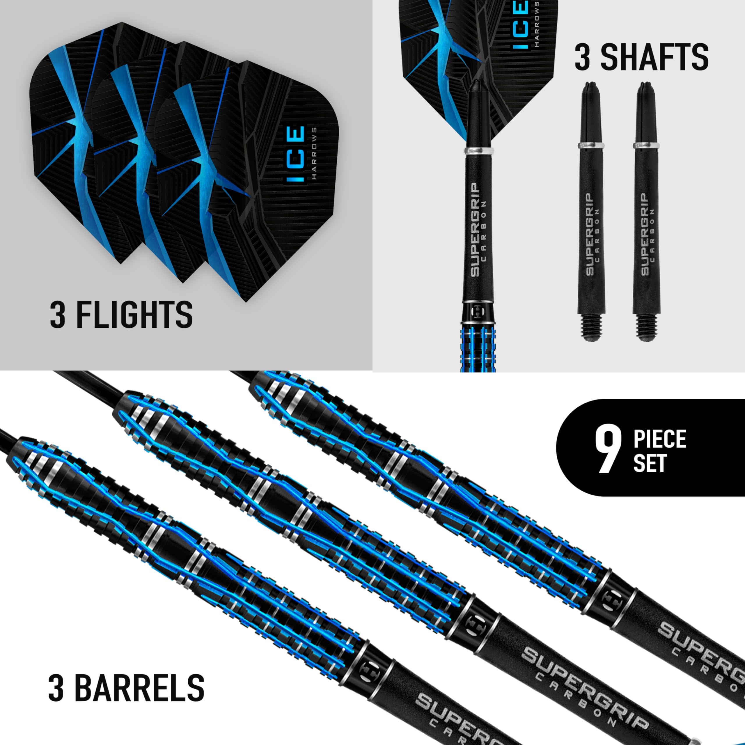 Harrows Ice Recut 90% Tungsten Steel Tip Darts Set | 21g - 24g