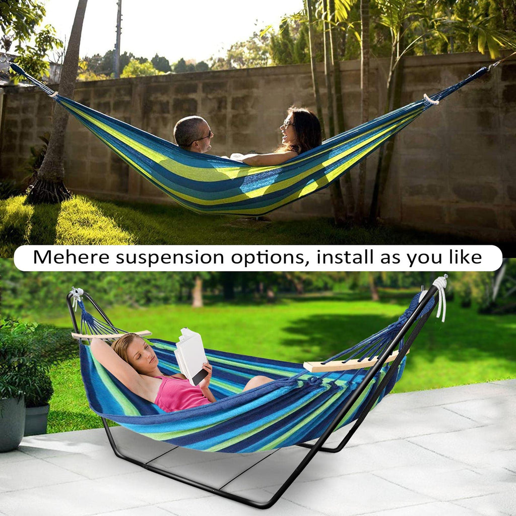 Double Cotton Hammock with Adjustable Steel Stand – Red