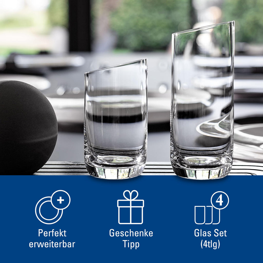 Villeroy & Boch NewMoon Tumbler Set | 4-Piece Crystal Glass Water Glasses