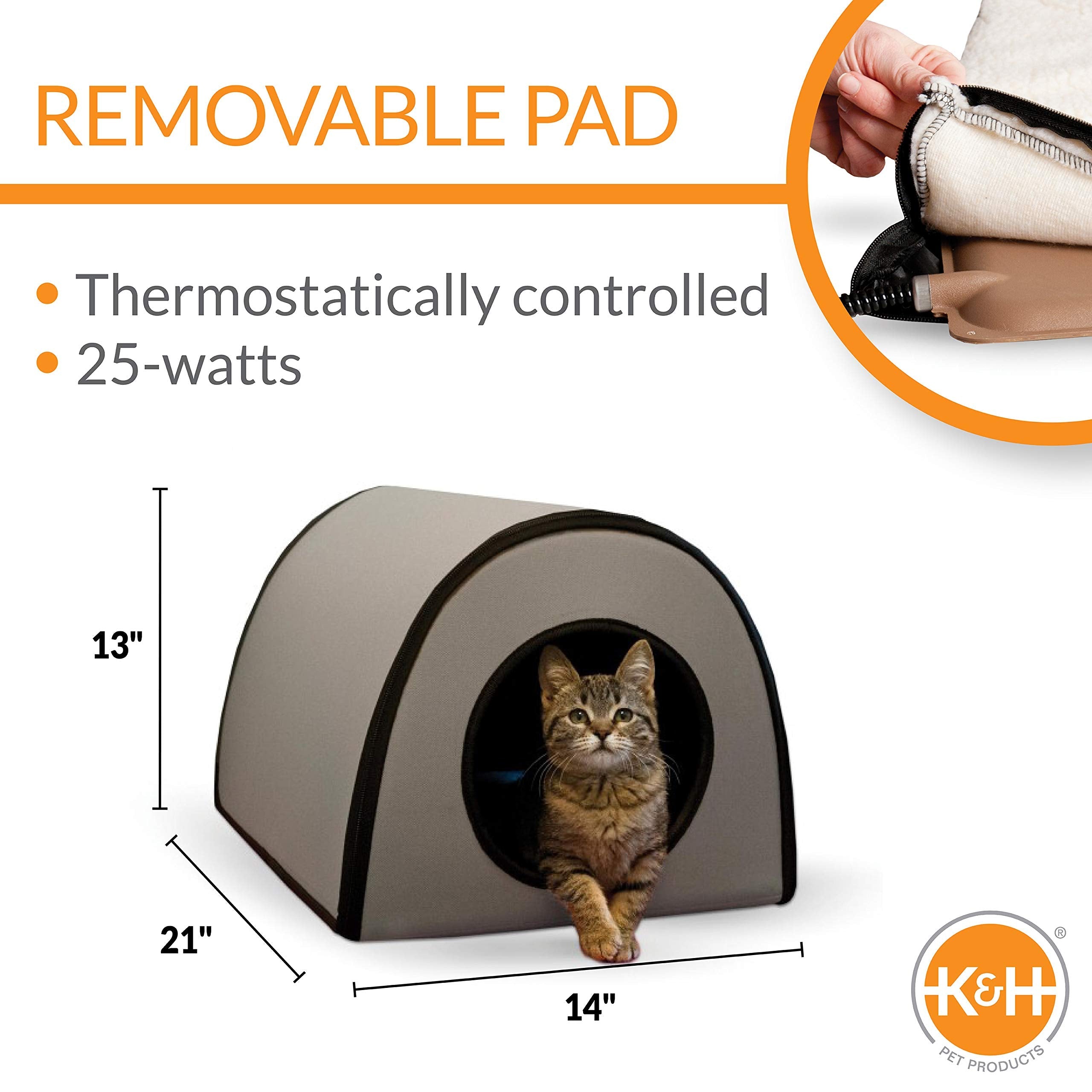 K&H Thermo Mod Heated Outdoor Cat House – Insulated Weatherproof Shelter