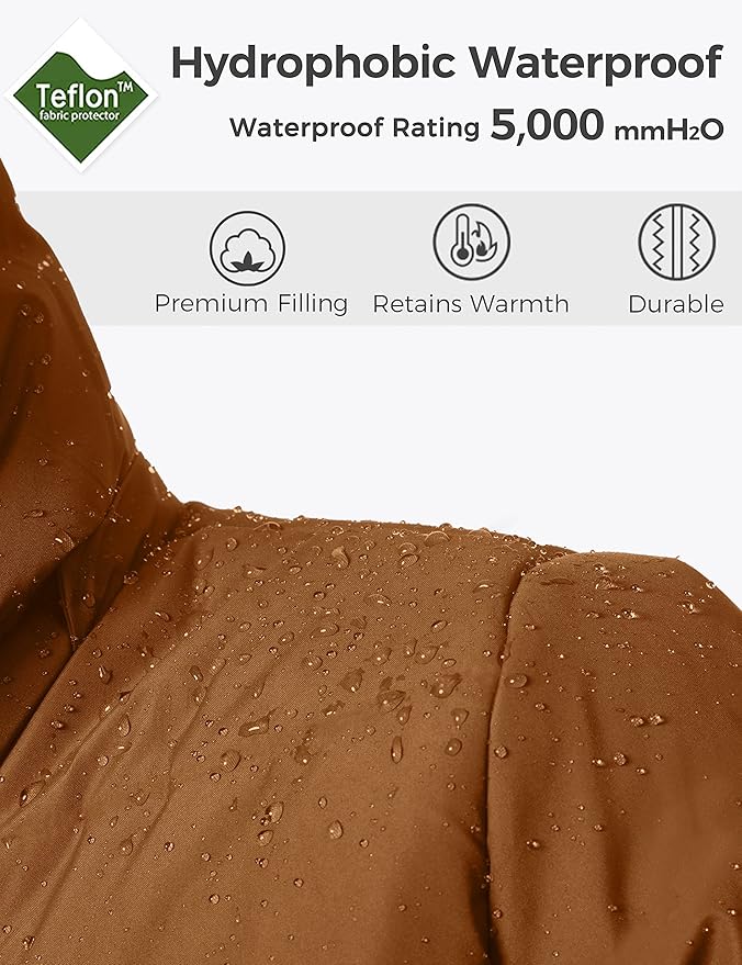 Massive Discounts Men's Long Winter Puffer Parka – Waterproof Brown