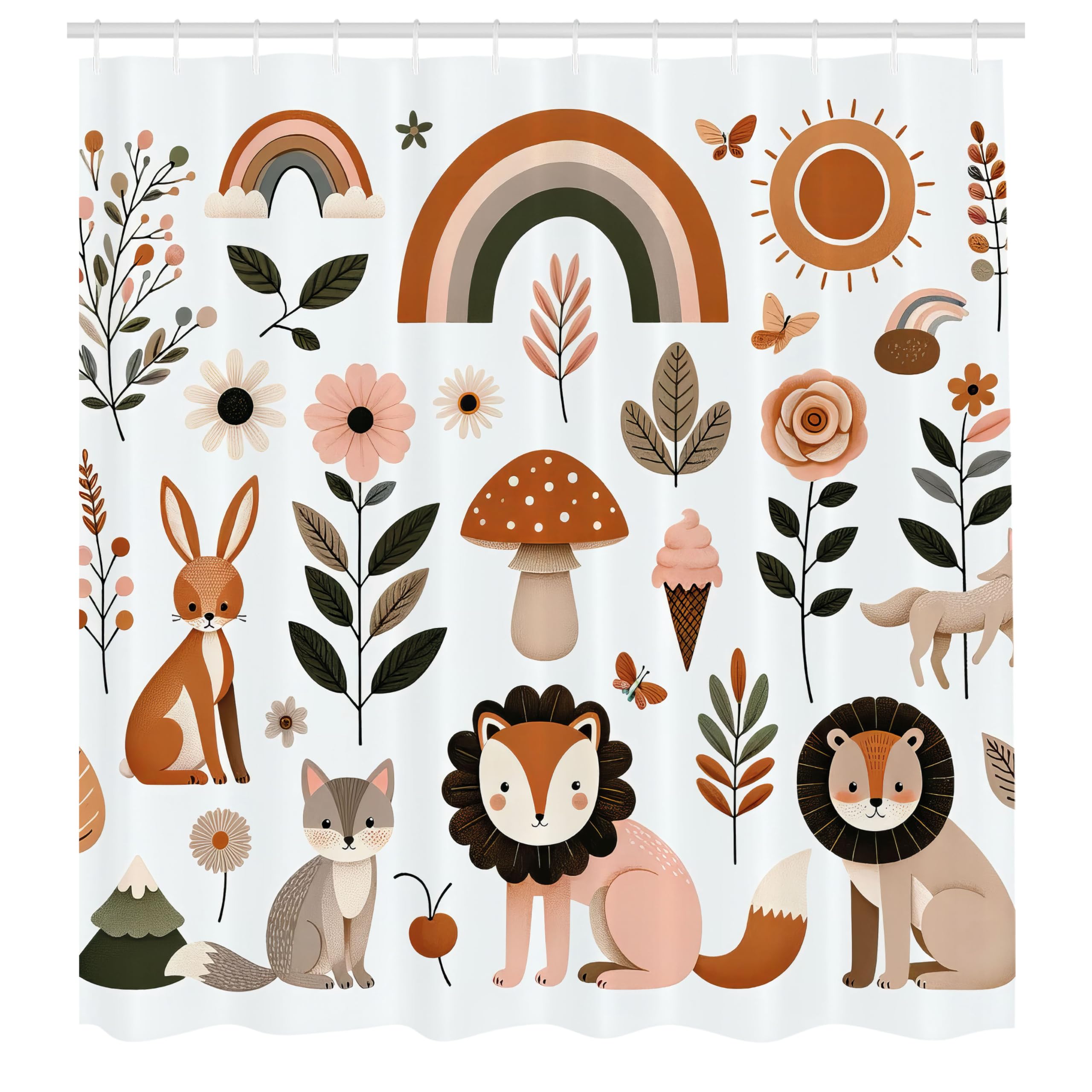 Abakuhaus Woodland Animals Shower Curtain | Boho Fabric Decor | 175 x 200 cm