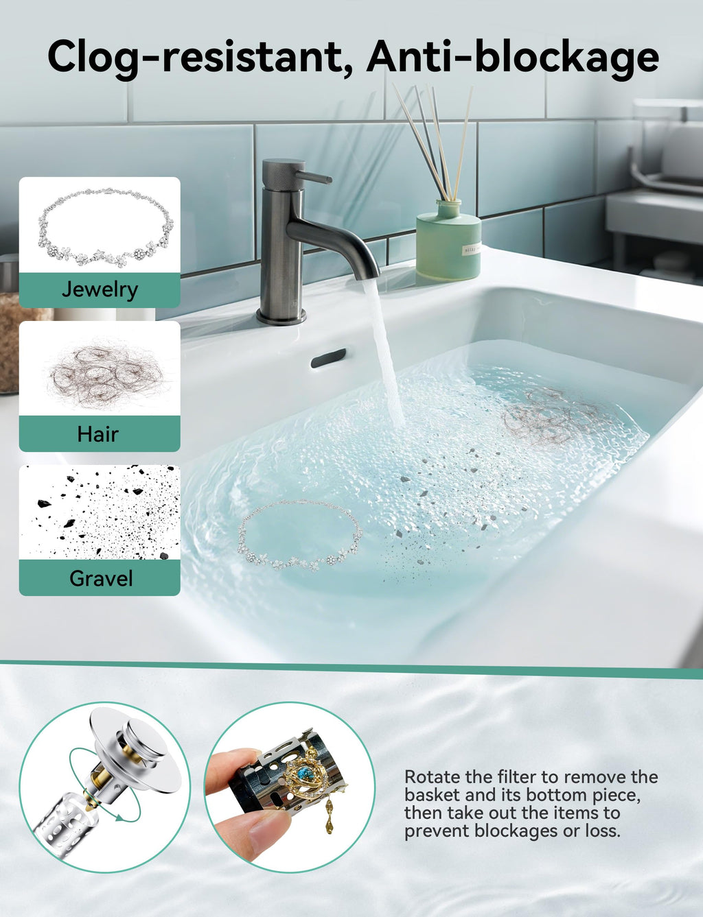 Magichome 2 Pack Bathroom Sink Plug fit for 28-45mm Basin Holes - image 5
