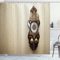 ABAKUHAUS Antique Clock Shower Curtain | Waterproof Fabric Bathroom Decor