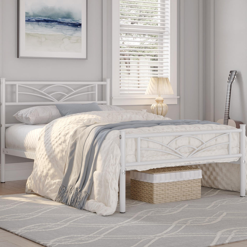 Yaheetech 3ft Single Metal Bed Frame with Cloud-inspired Design, White - image 2