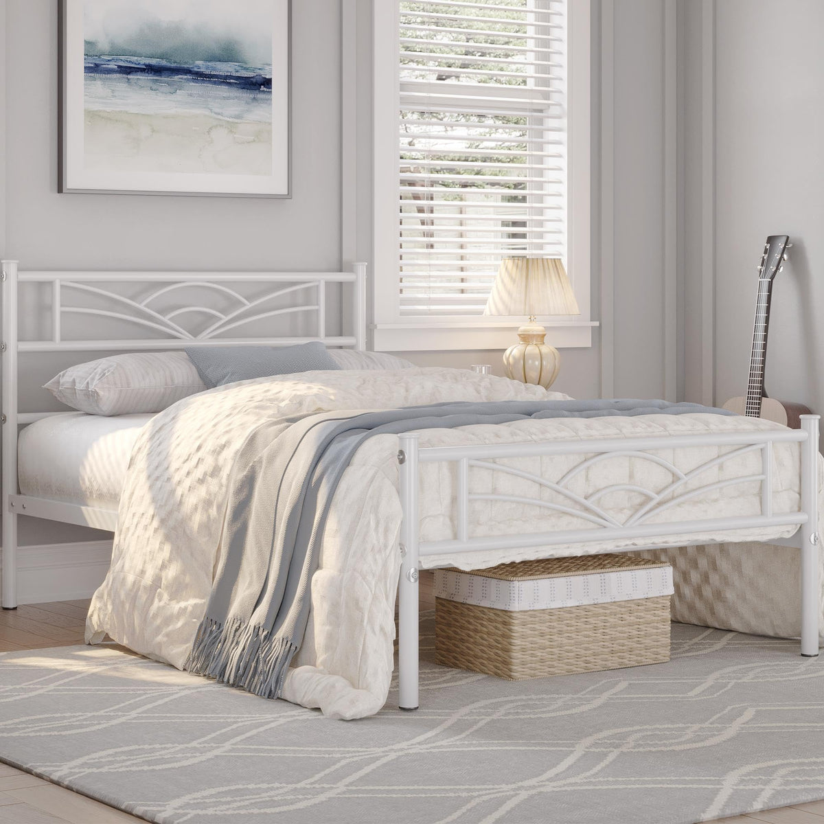 Yaheetech 3ft Single Metal Bed Frame with Cloud-inspired Design, White - image 2
