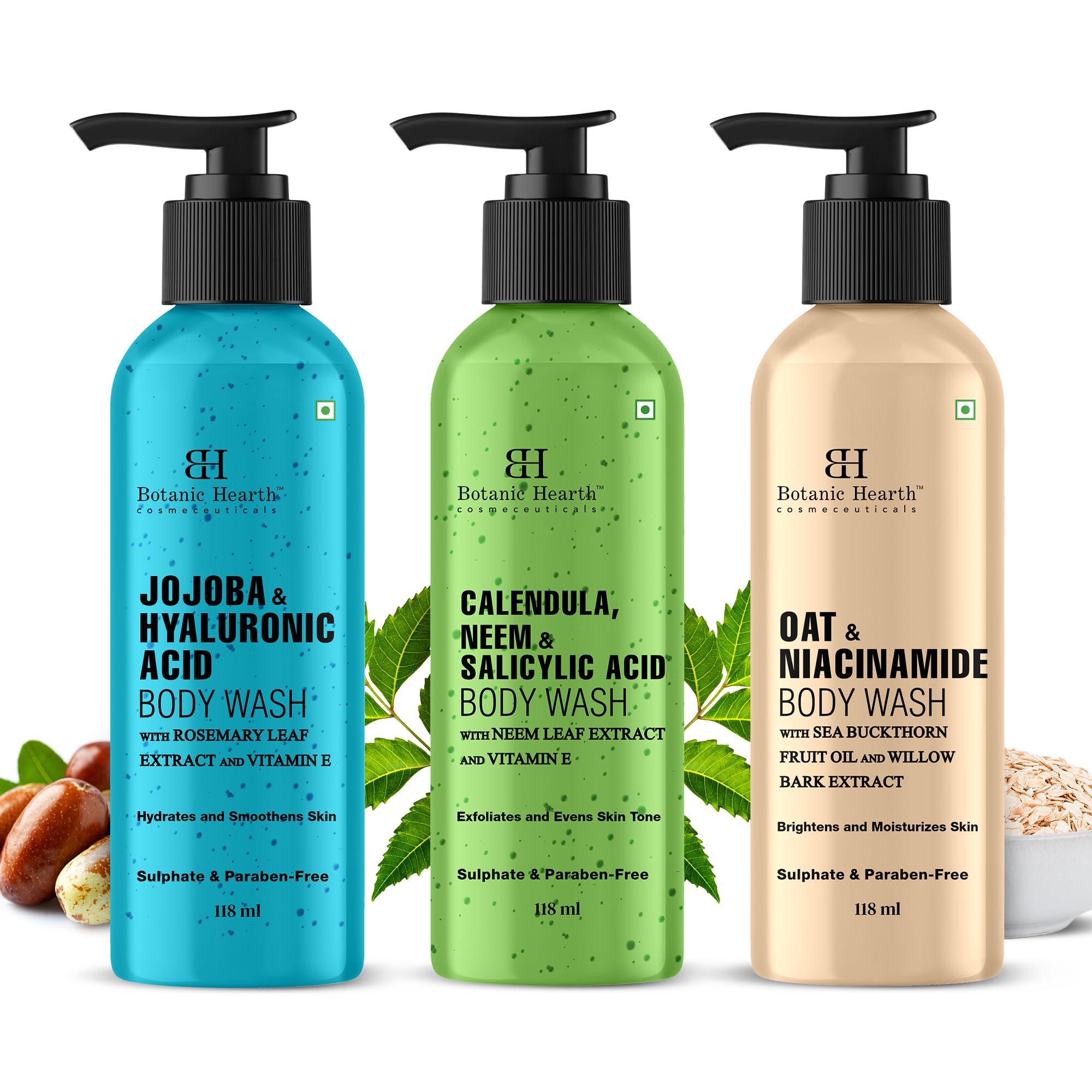 Botanic Hearth Sparkling Shower Set | 3-Pack Exfoliating Body Washes