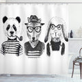 ABAKUHAUS Animal Shower Curtain | Hipster Panda Fabric Bathroom Decor