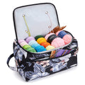 KALIDI Yarn Storage Knitting Bag – Large Floral Crochet Hook Organiser