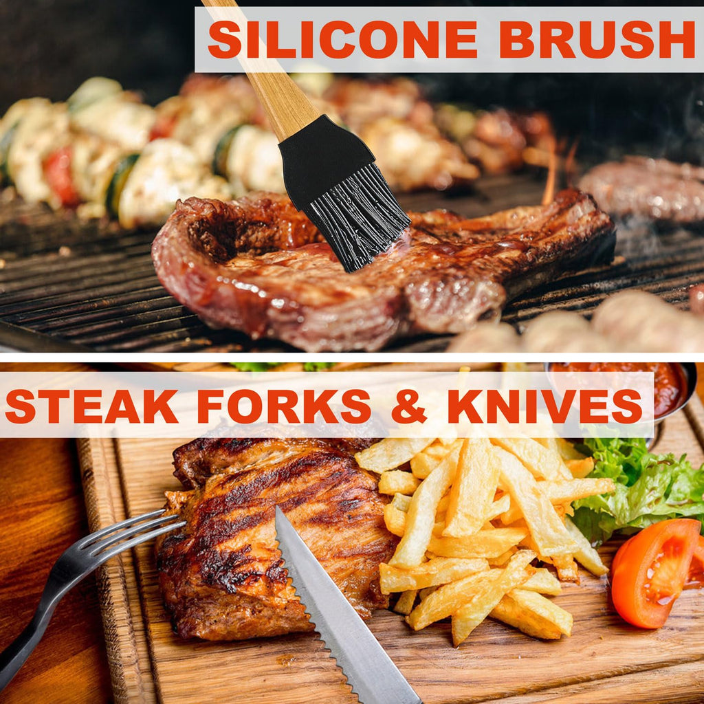 N Noble Family 30PCS Stainless Steel BBQ Accessories Set with Case
