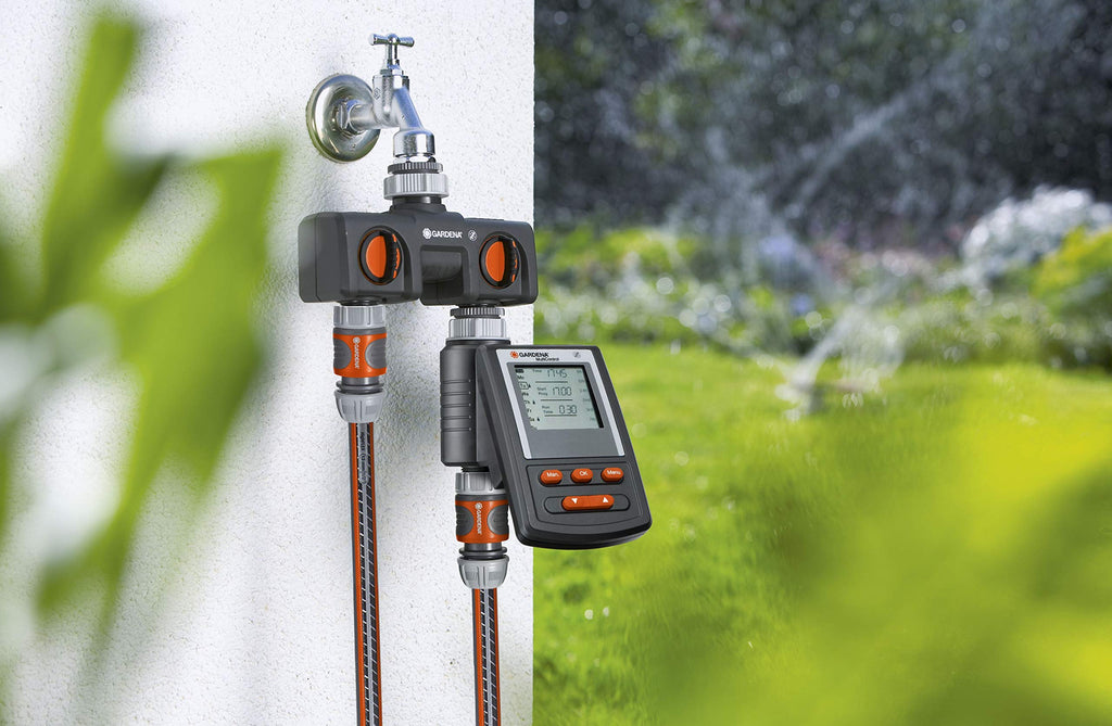 Gardena Two-Way Garden Hose Splitter | Dual Tap Connector with Valves