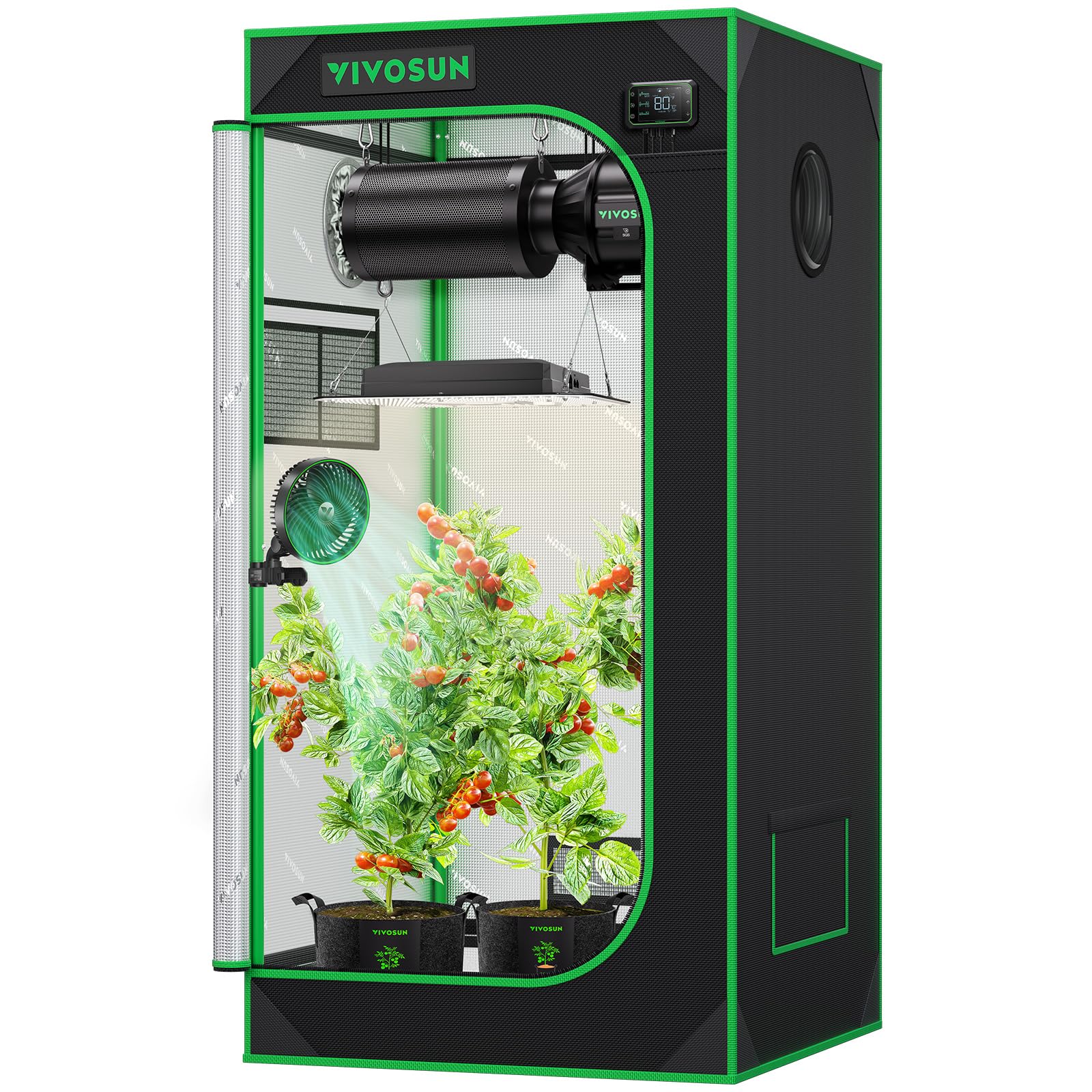 VIVOSUN S224 2x2 Grow Tent | 24x24x48 Mylar Indoor Hydroponic Tent