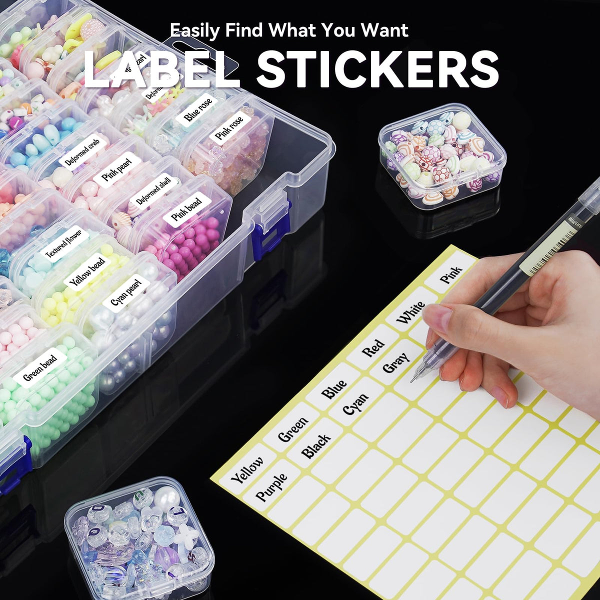 LINYAPRY Bead Organizer Box, 46 Pcs Small Bead Organizers and Storage Plastic Cases - image 5