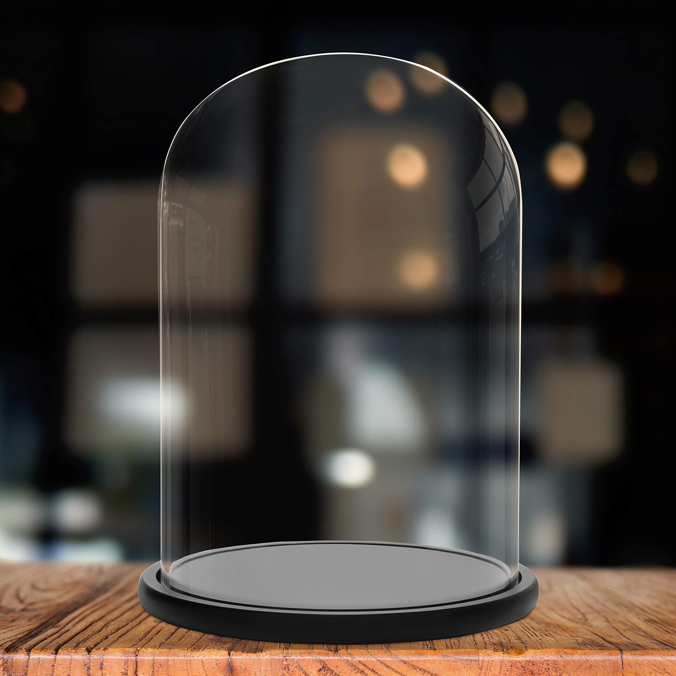 Belle Vous Glass Dome Cloche Bell Jar with Black Wooden Base - 30cm