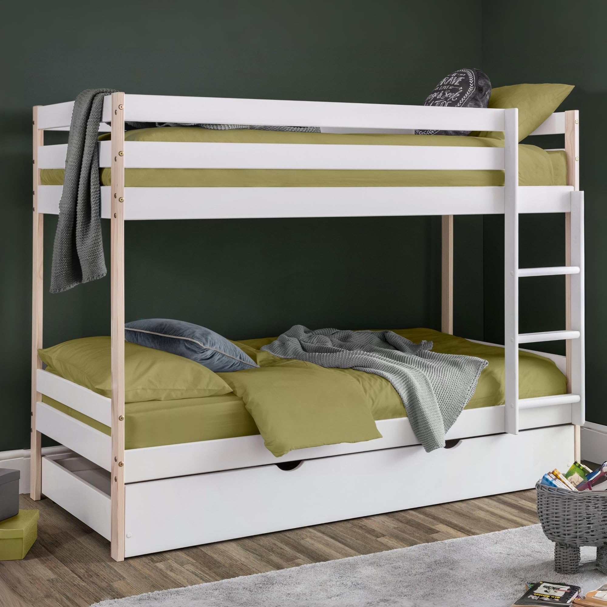 Julian Bowen Nova Bunk Bed – White & Pine Wooden Single Bed Frame
