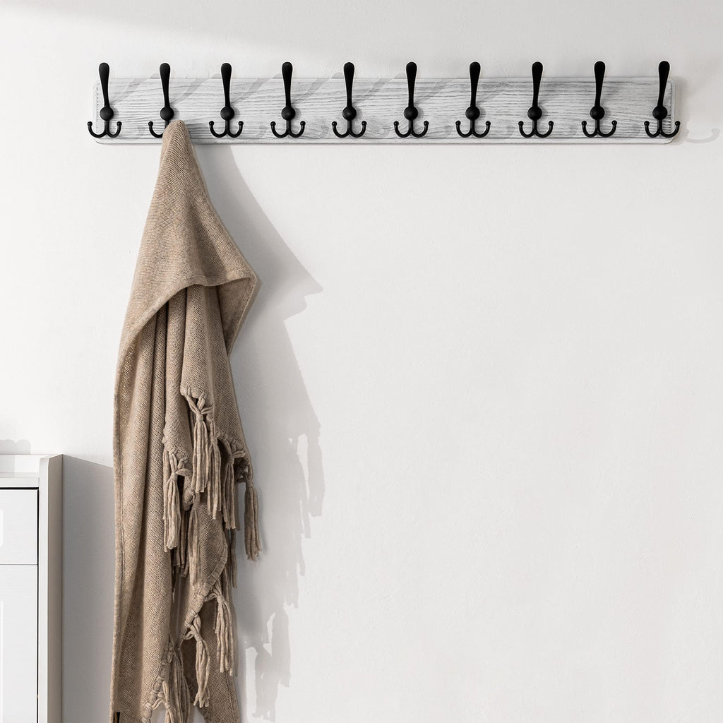 SKOLOO Coat Rack Wall Mounted - 38.3'' Long, Pack of 2, Wooden, Heavy Duty, Rustic Coat Hooks for Wall - image 3