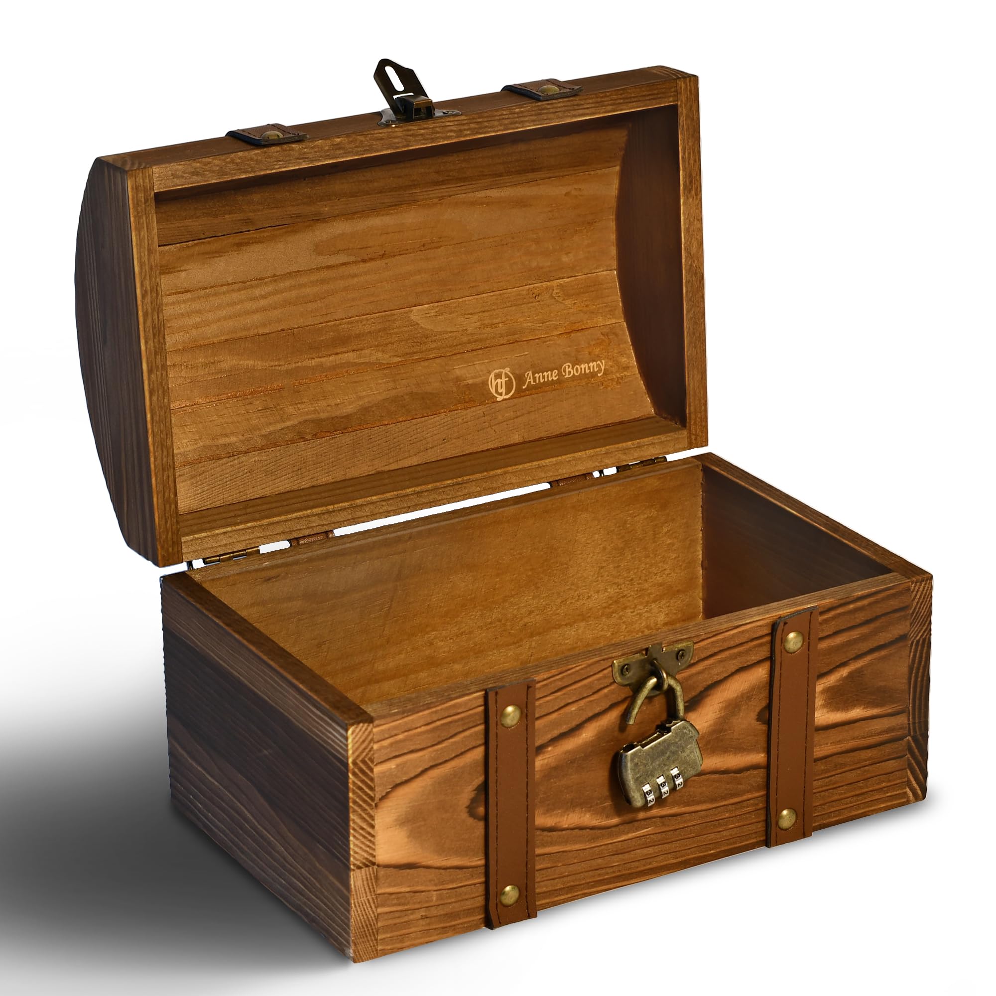 Heimfreude Anne Bonny Treasure Chest – Solid Pine Wood Storage Box