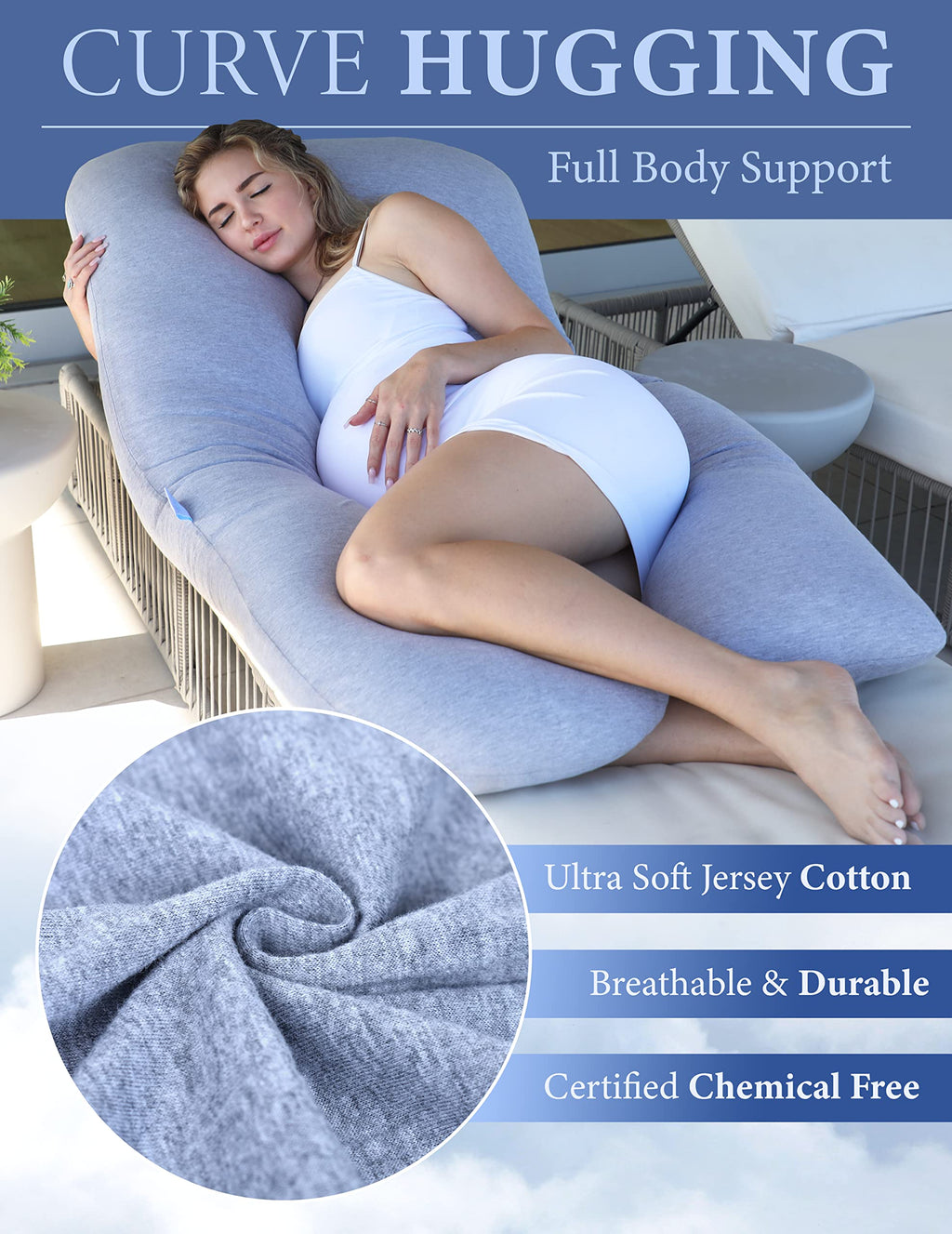 PharMeDoc U-Shape Pregnancy Pillow | Full Body Maternity Support