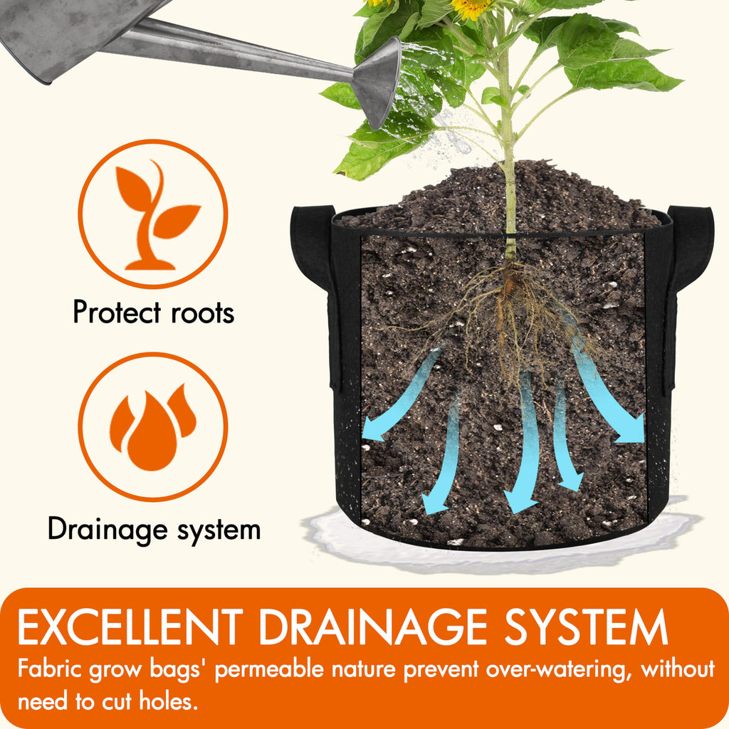 Gardzen 20 Gallon Grow Bags – 6-Pack Heavy Duty Aeration Fabric Pots