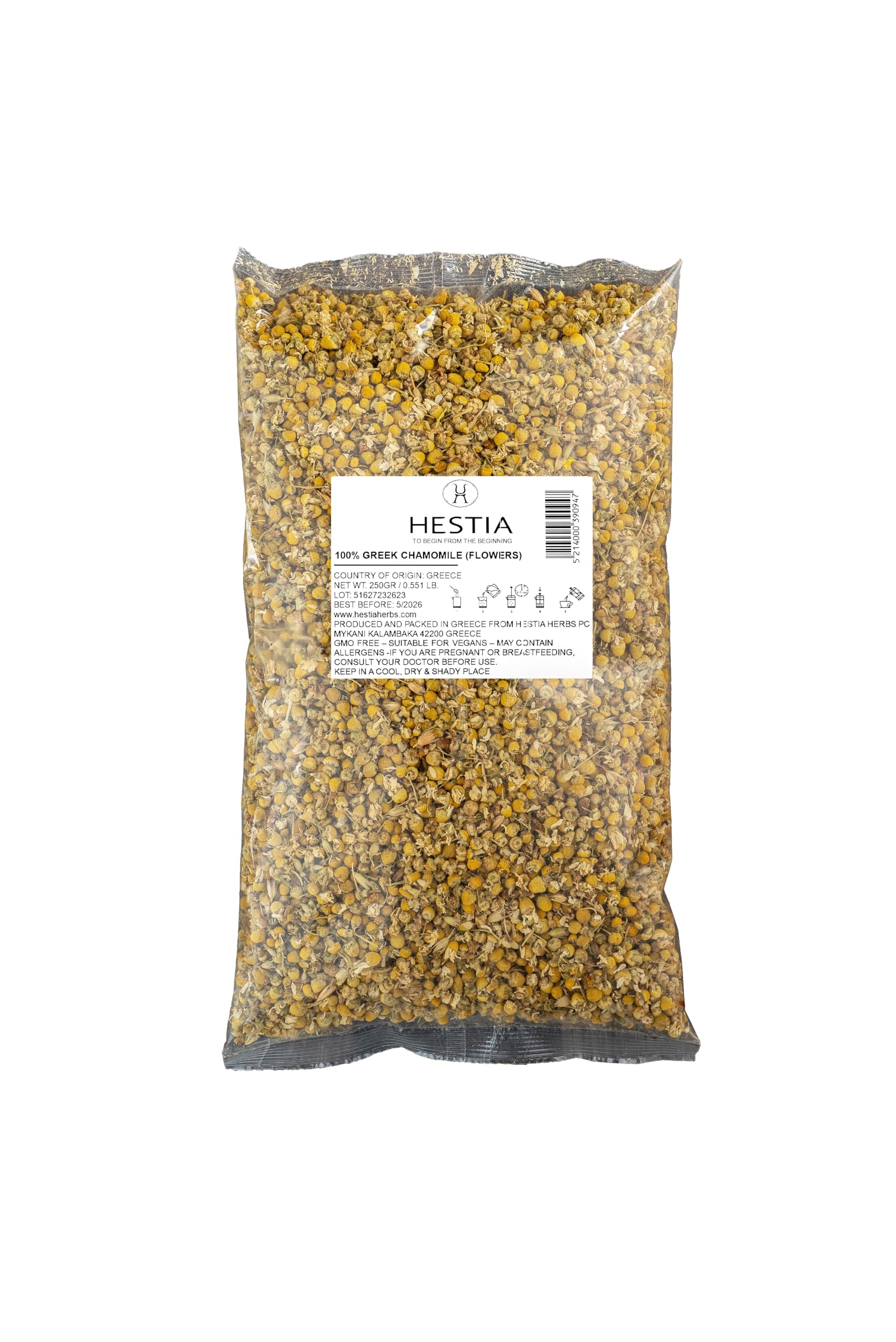 Hestia Herbs Greek Chamomile Flowers – 250g Natural Dried Herbal Tea