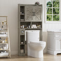 BonVache Over Toilet Storage Cabinet – Farmhouse Barn Door Organizer, Grey