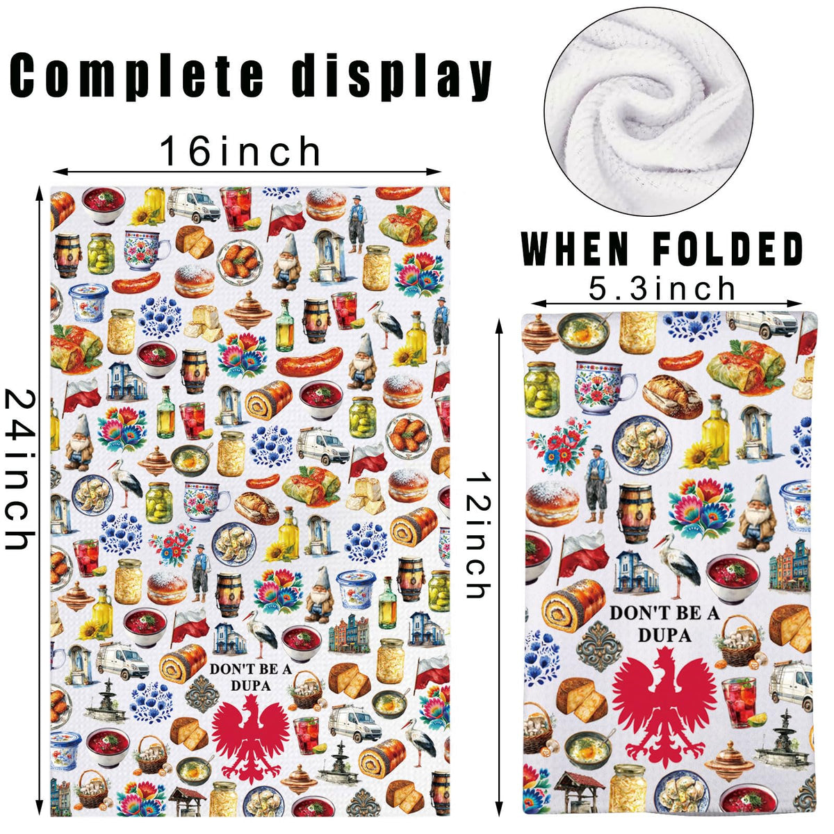 MYSOMY Polish Dish Towels Poland Souvenirs Gifts Don't Be a Dupa Polska Towels Polish Mom Gift Poland Chef Kitchen Merch ManyDUPA kt2 - image 2