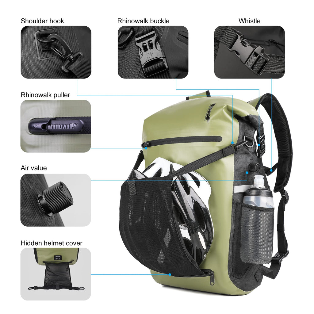 Rhinowalk 22L Waterproof Bike Pannier Bag | 15" Laptop Backpack