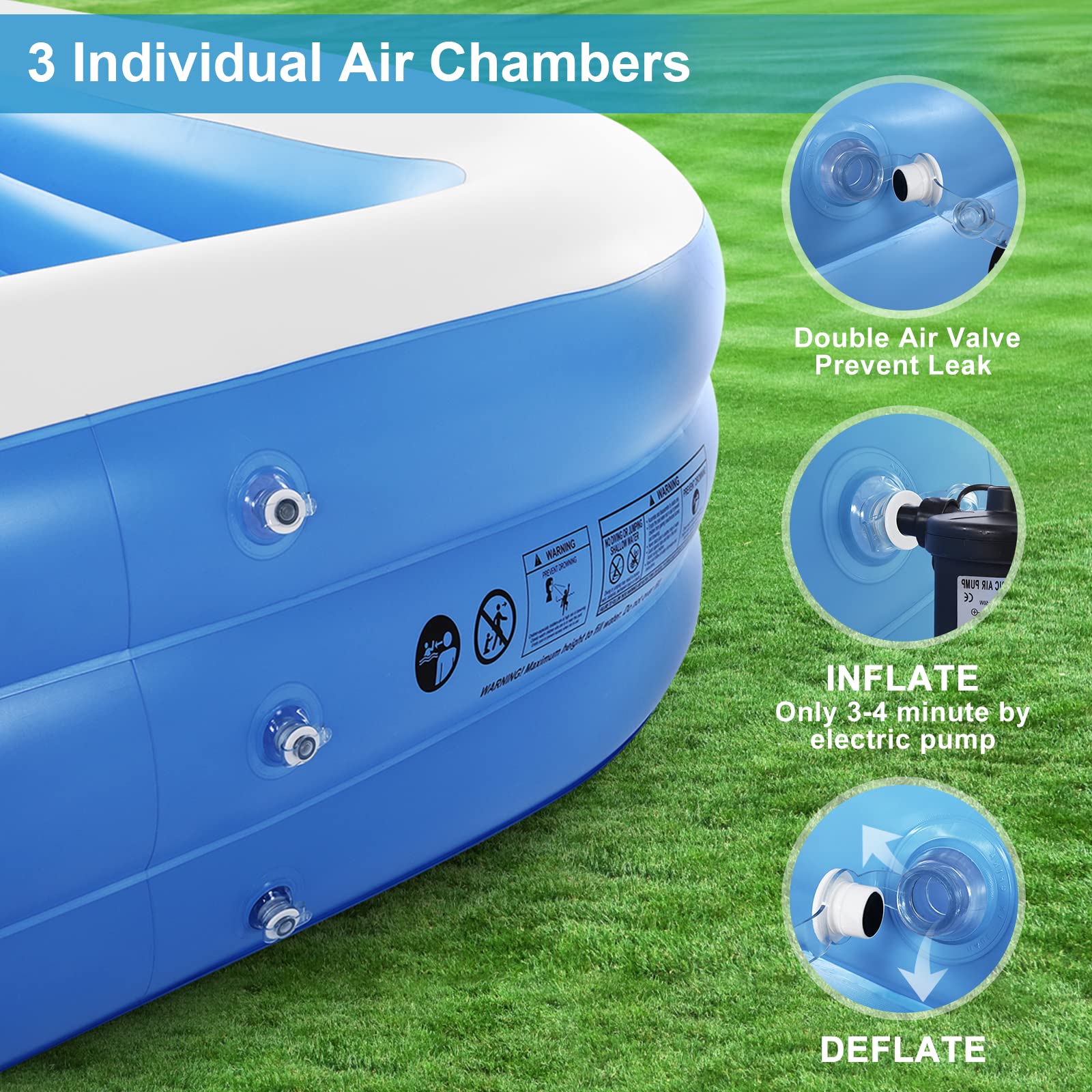 Duerer Inflatable Swimming Pool | 241cm Family Paddling Pool for Backyard