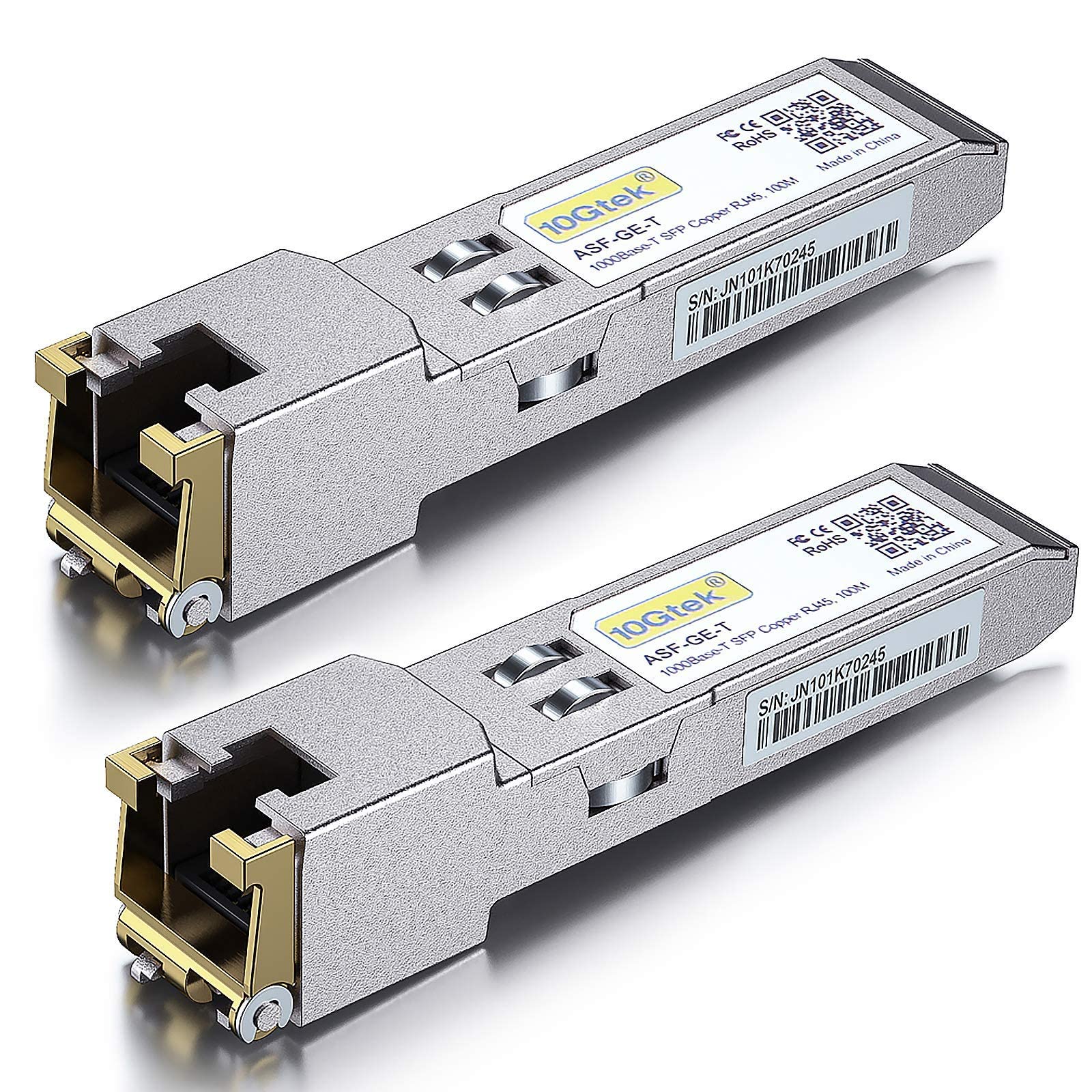 10Gtek 1G SFP RJ45 Transceiver for Ubiquiti UniFi, 1000Base-T (2 Pack)